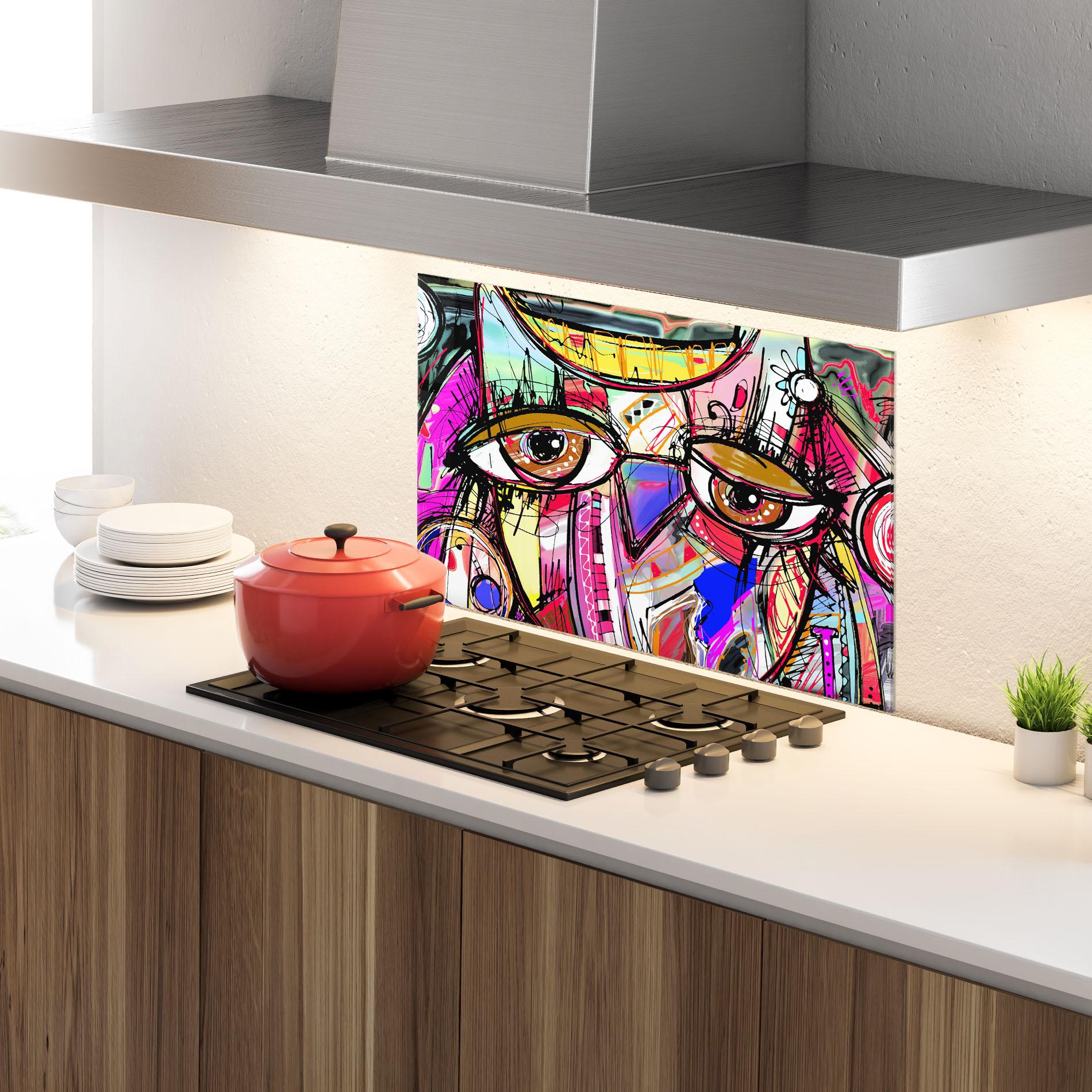 Panou Sticla Bucatarie Color Mix Eyes mockup 4