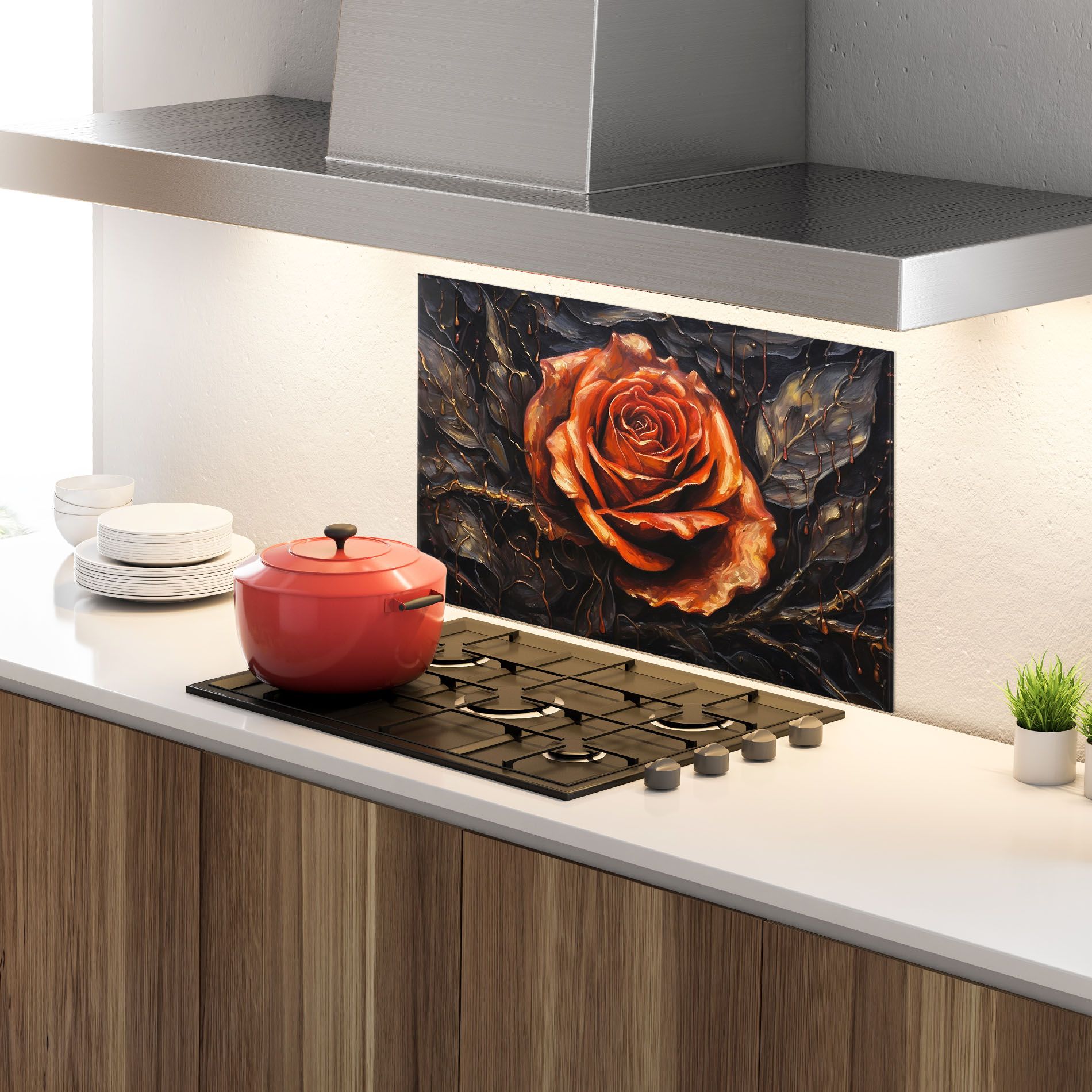 Dark Orange Rose Art mockup 4