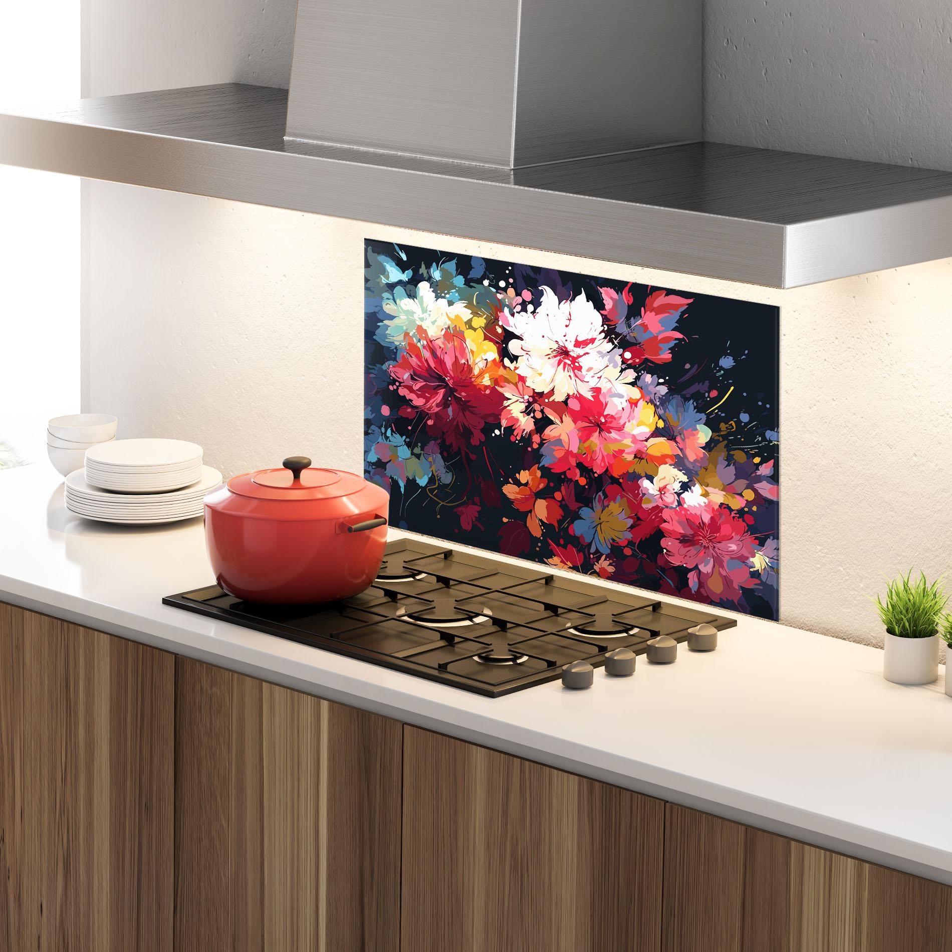 Panou Sticla Bucatarie Flower Art Texture mockup 4