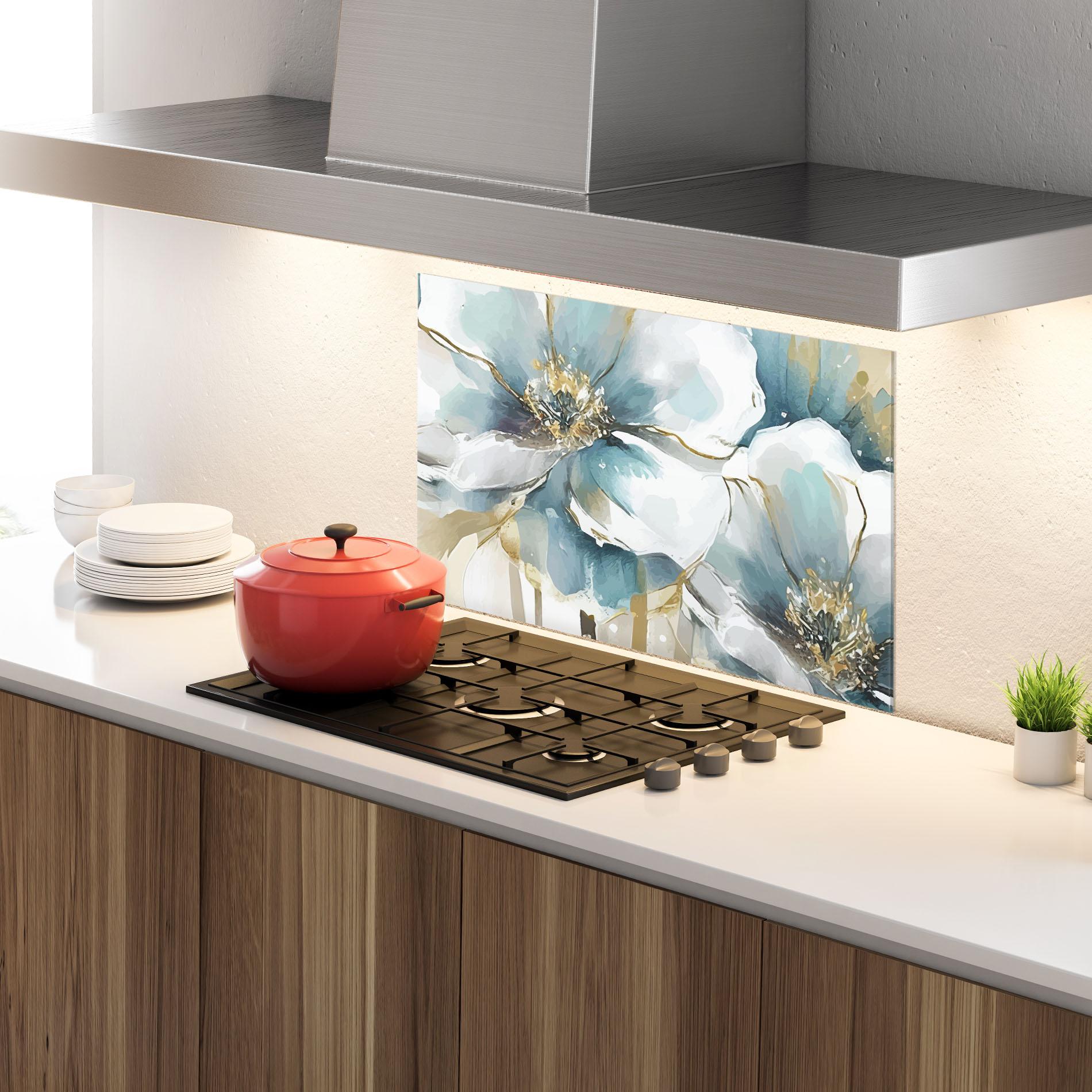 Panou Sticla Bucatarie Flower Mix Art mockup 4