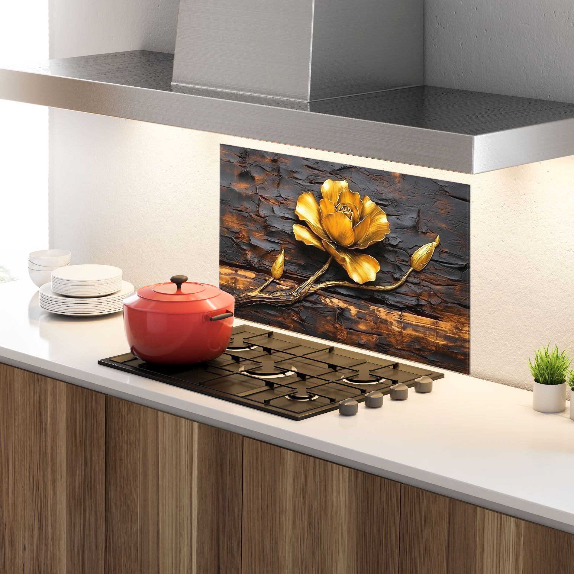 Golden Rose On Wood mockup 4
