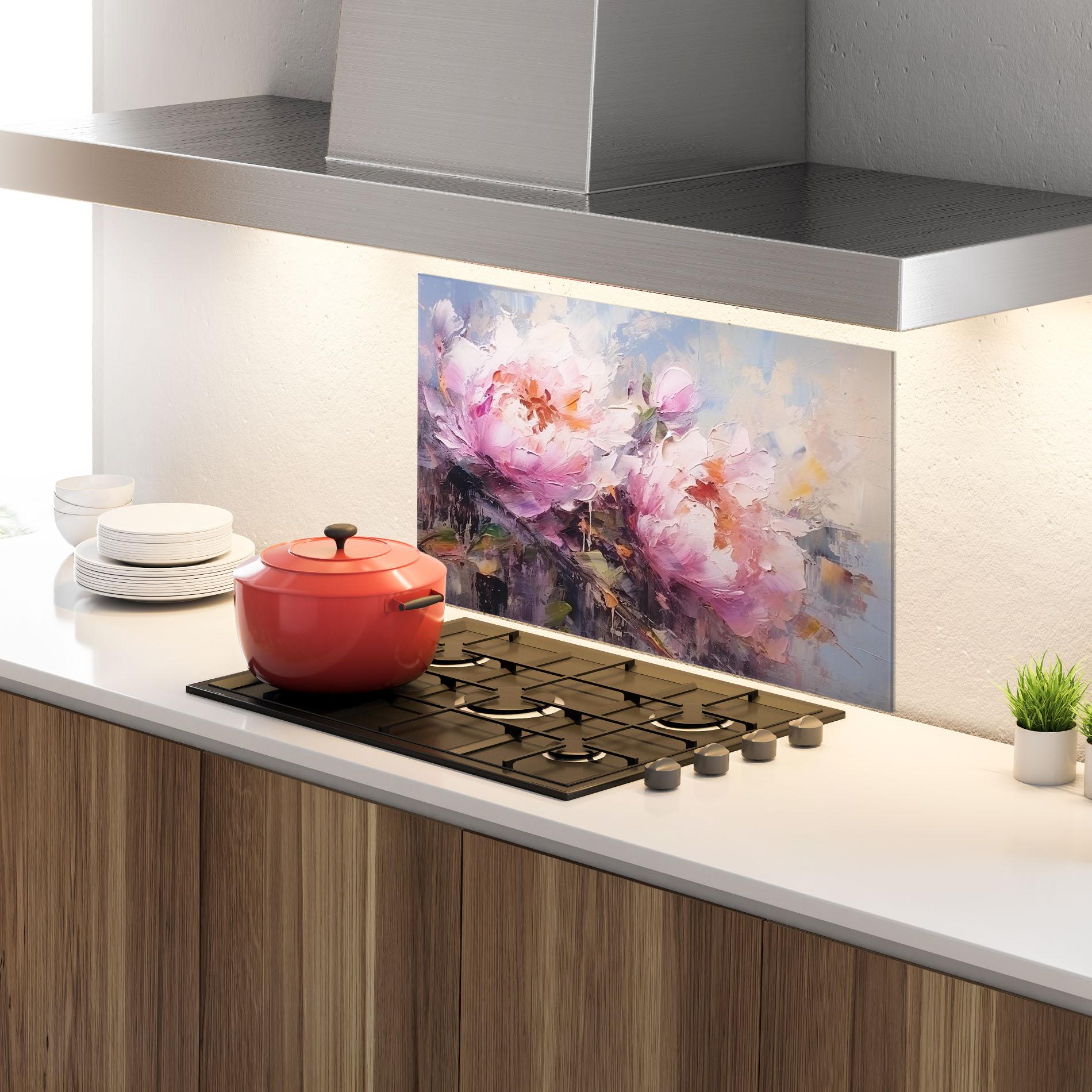 Panou Sticla Bucatarie Peony Art mockup 4