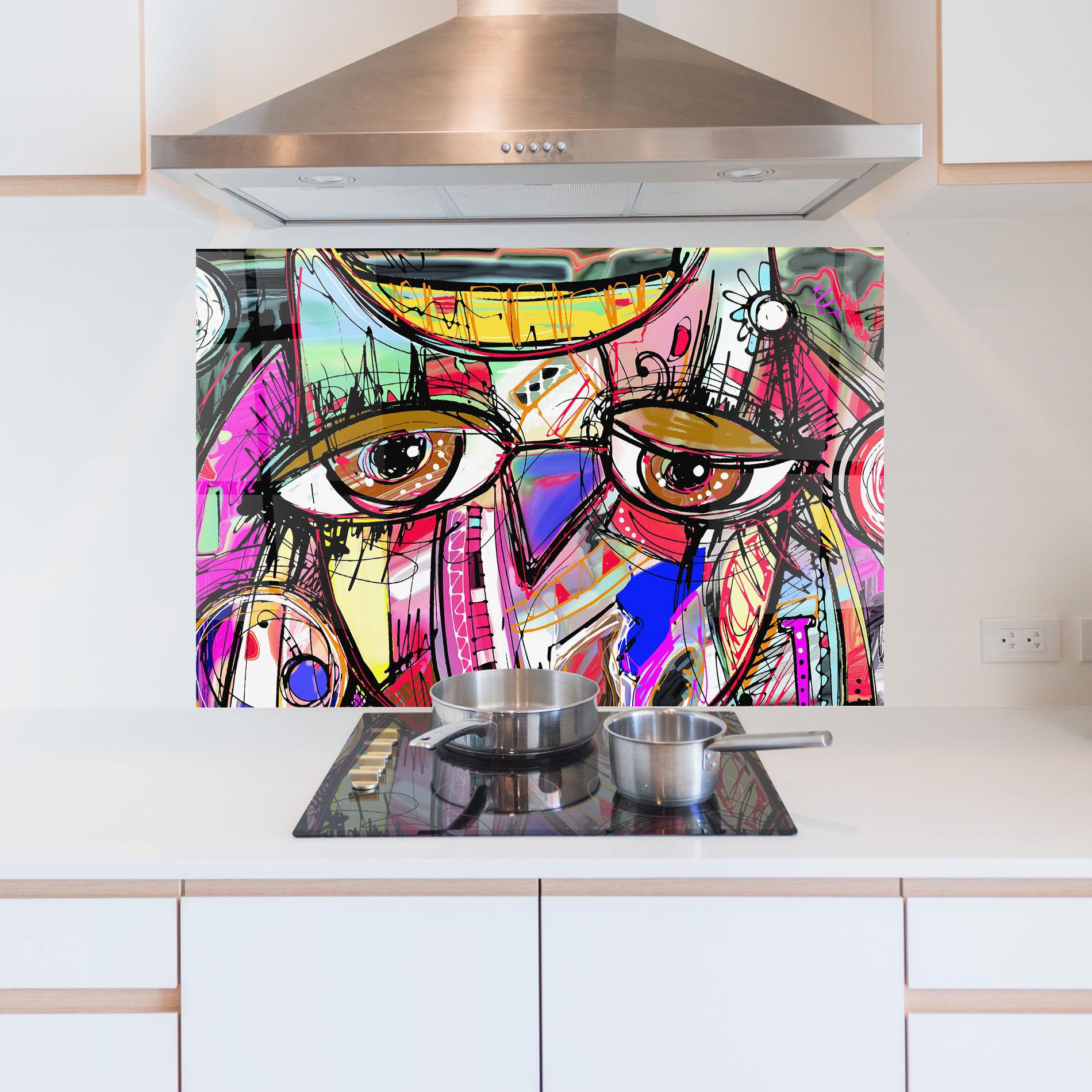 Panou Sticla Bucatarie Color Mix Eyes mockup 5