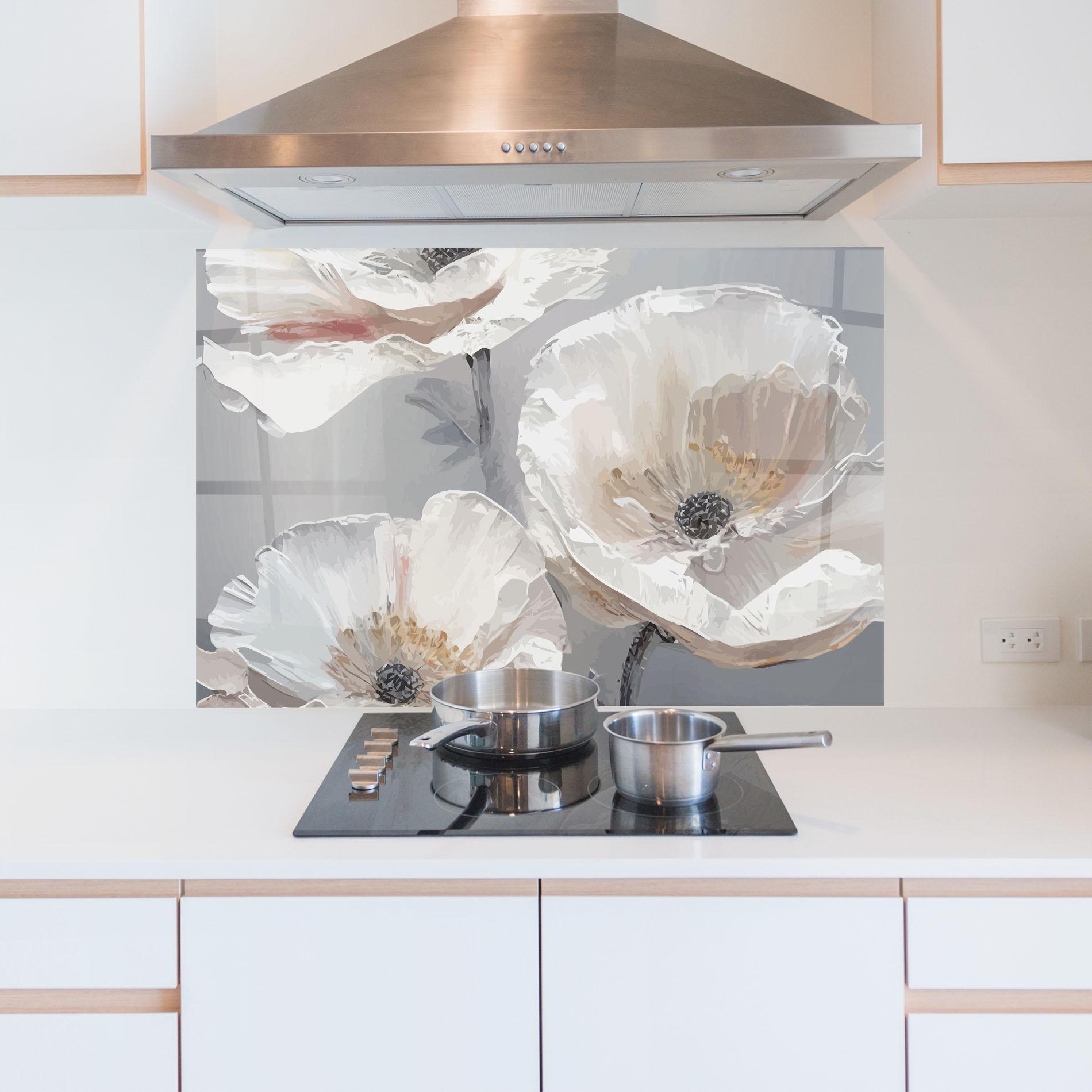 Panou Sticla Bucatarie Cream Mix Flower mockup 5