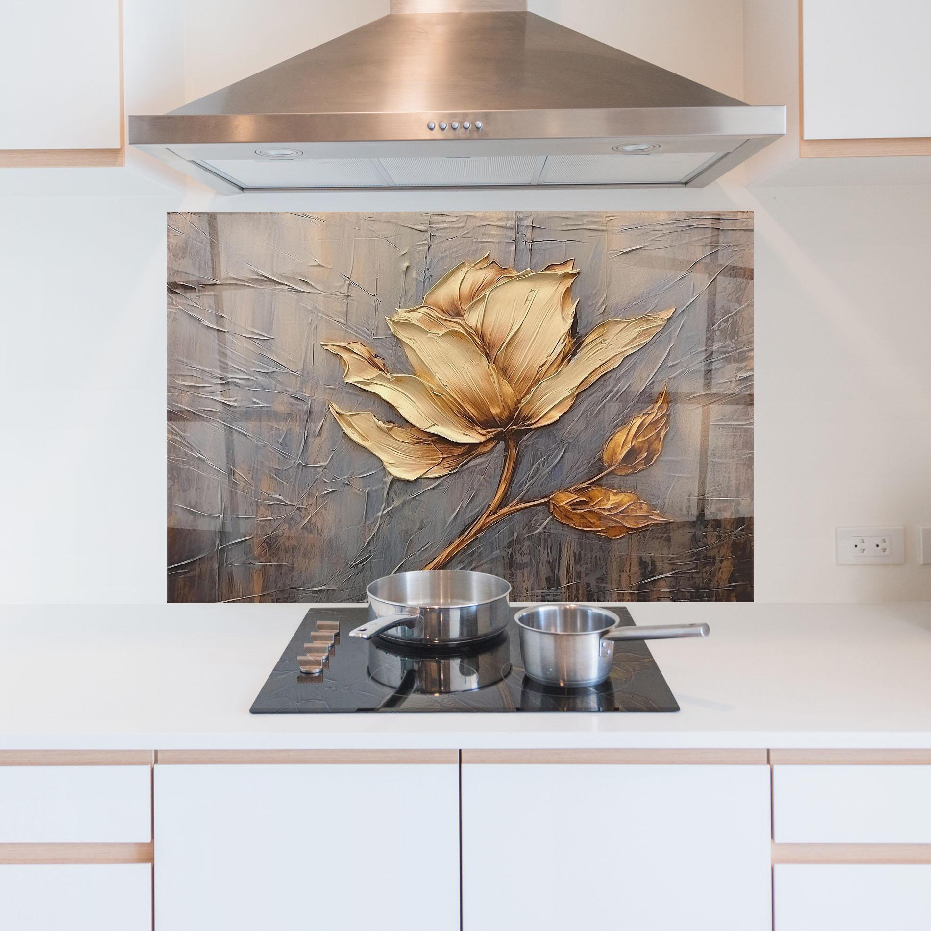 Panou Sticla Bucatarie Cream Rose On Blue mockup 5