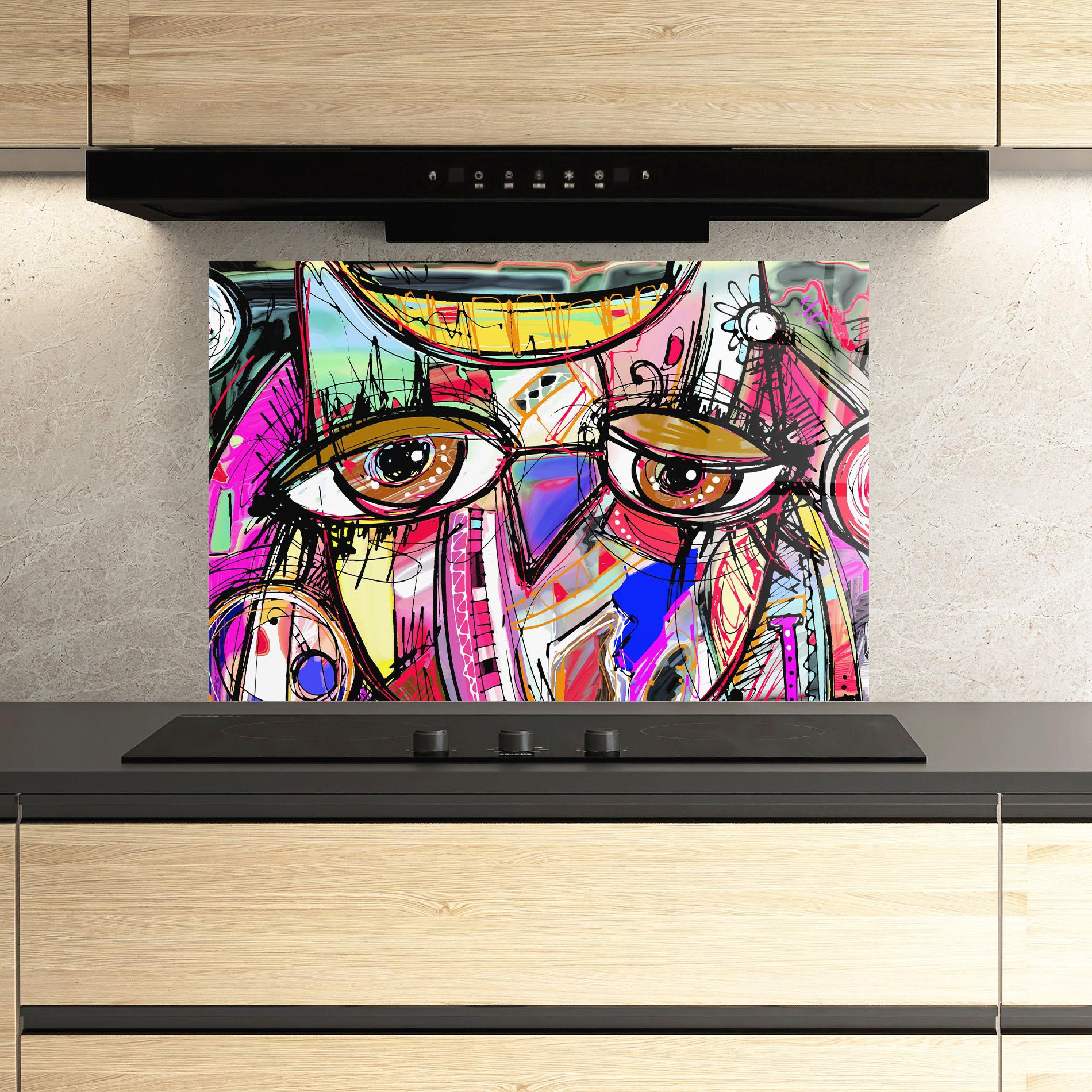 Panou Sticla Bucatarie Color Mix Eyes mockup 3