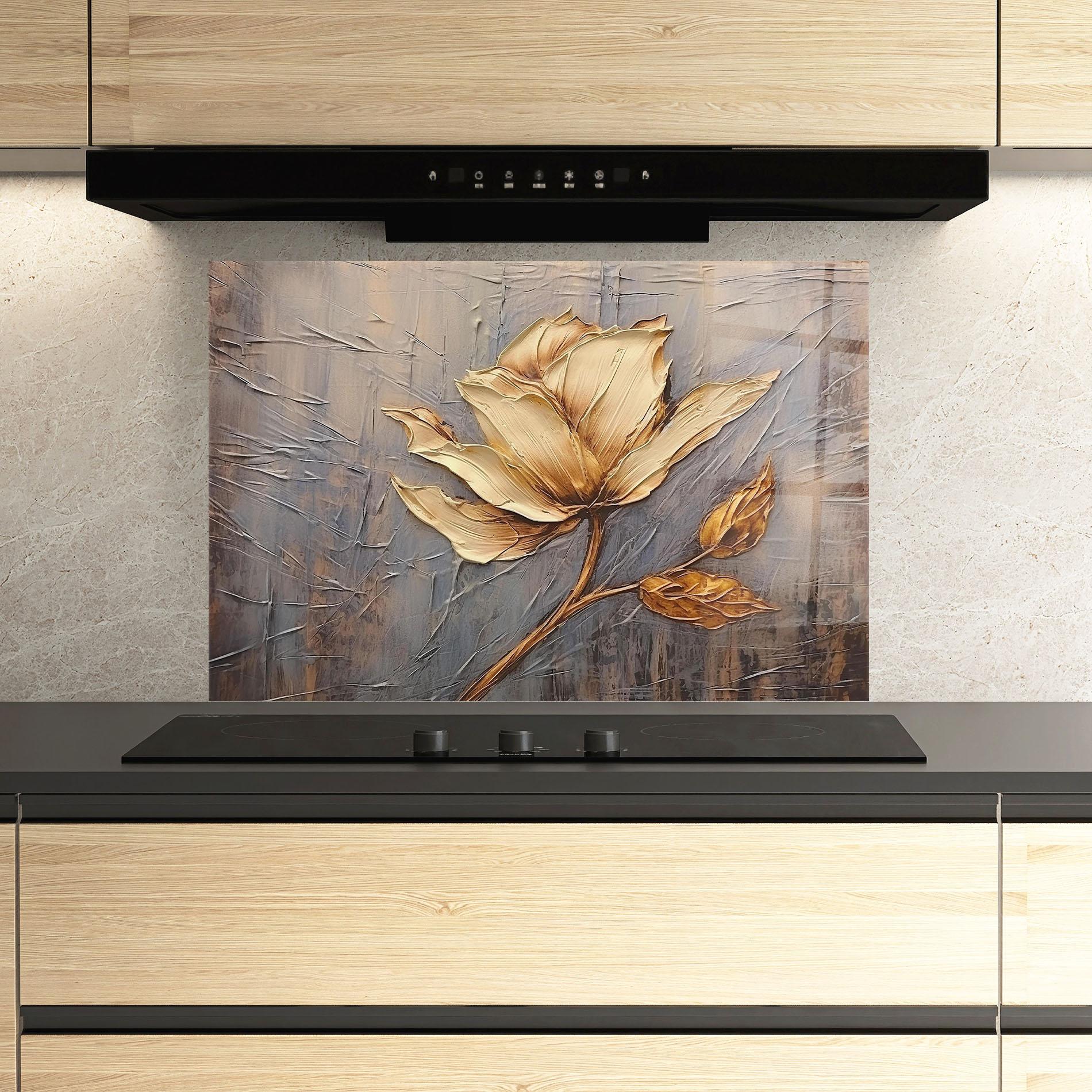 Panou Sticla Bucatarie Cream Rose On Blue mockup 3