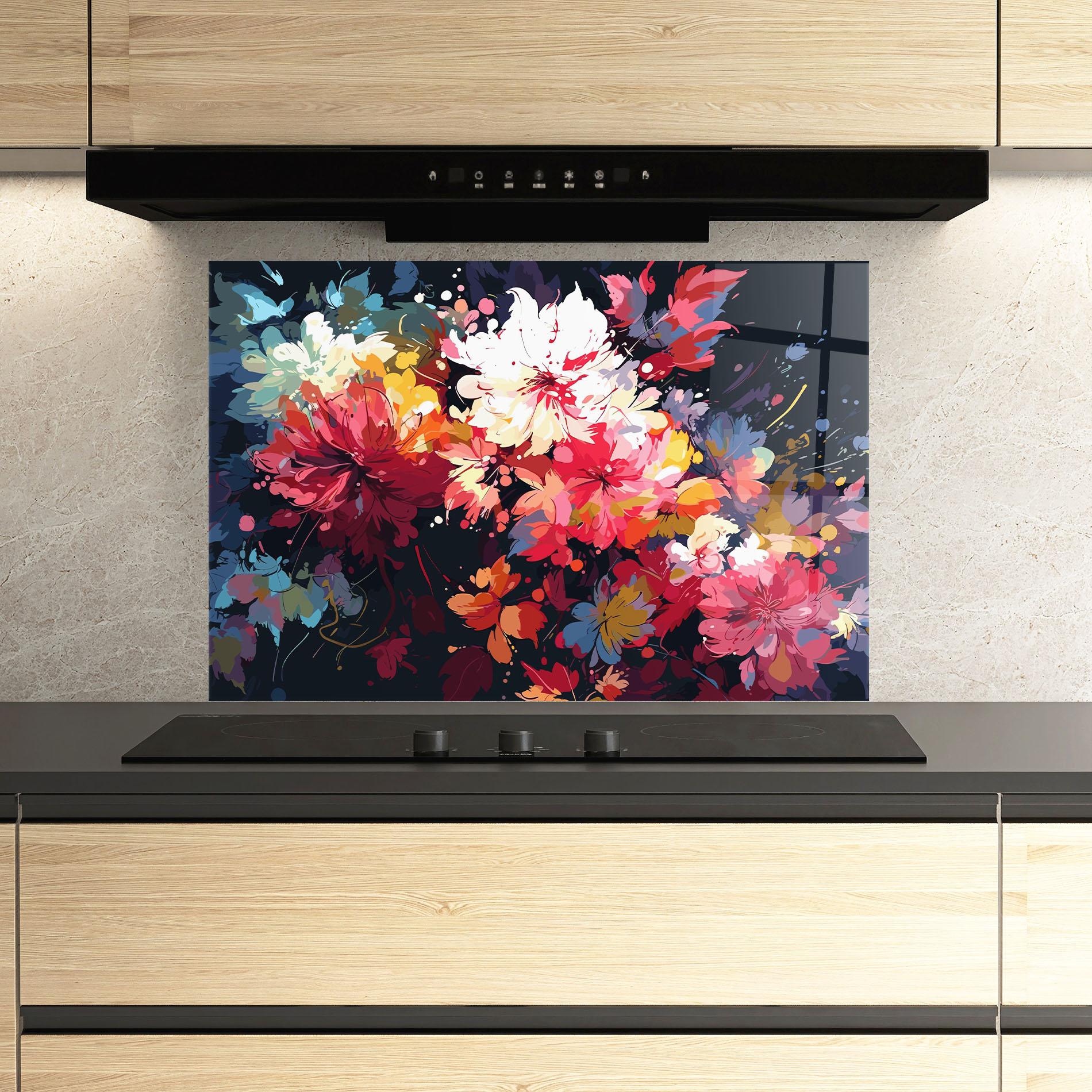 Panou Sticla Bucatarie Flower Art Texture mockup 3