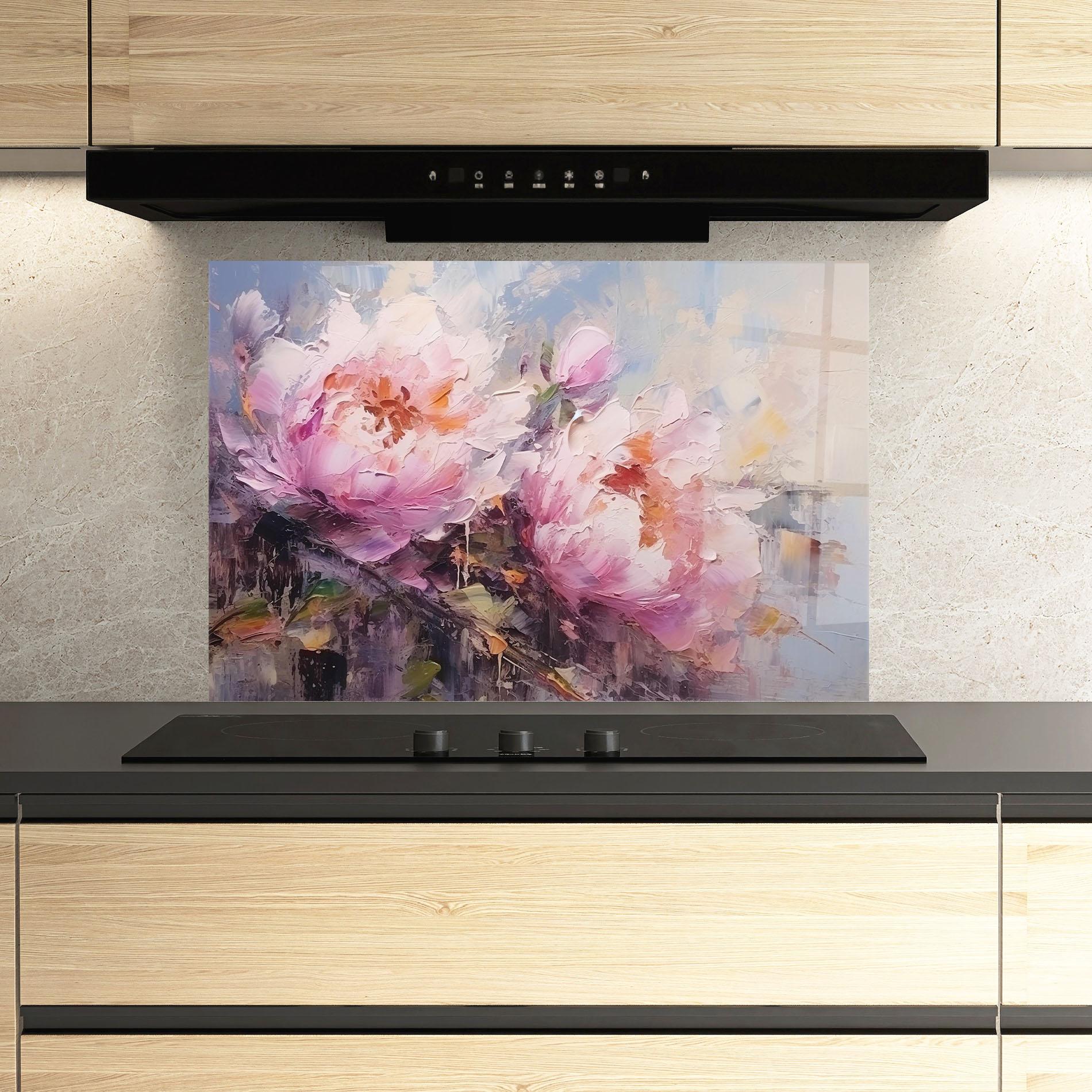 Panou Sticla Bucatarie Peony Art mockup 3