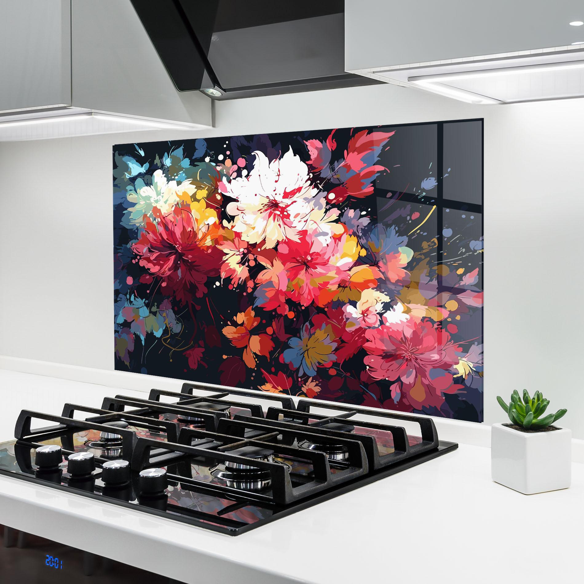 Panou Sticla Bucatarie Flower Art Texture mockup 6