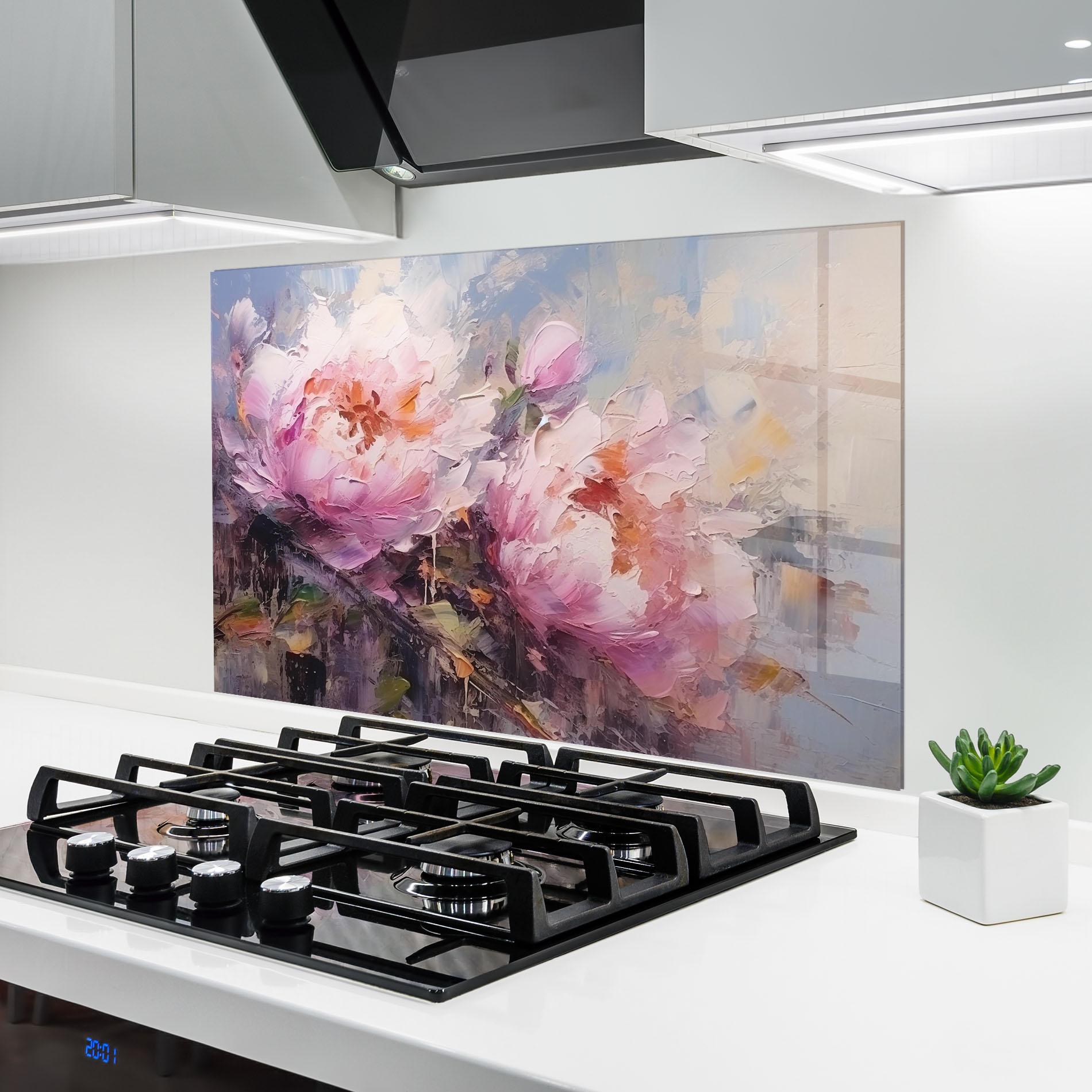 Panou Sticla Bucatarie Peony Art mockup 6