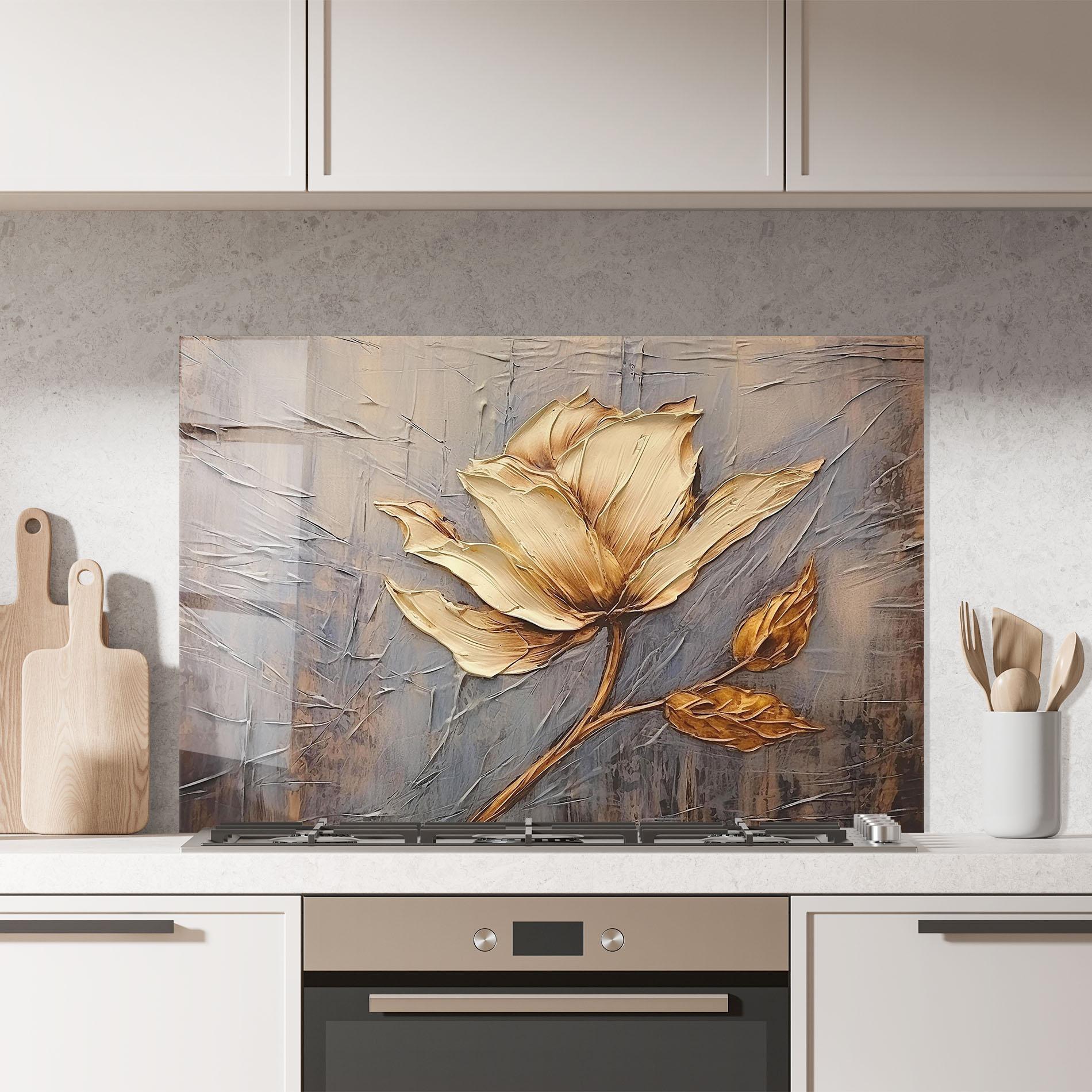 Panou Sticla Bucatarie Cream Rose On Blue mockup 7