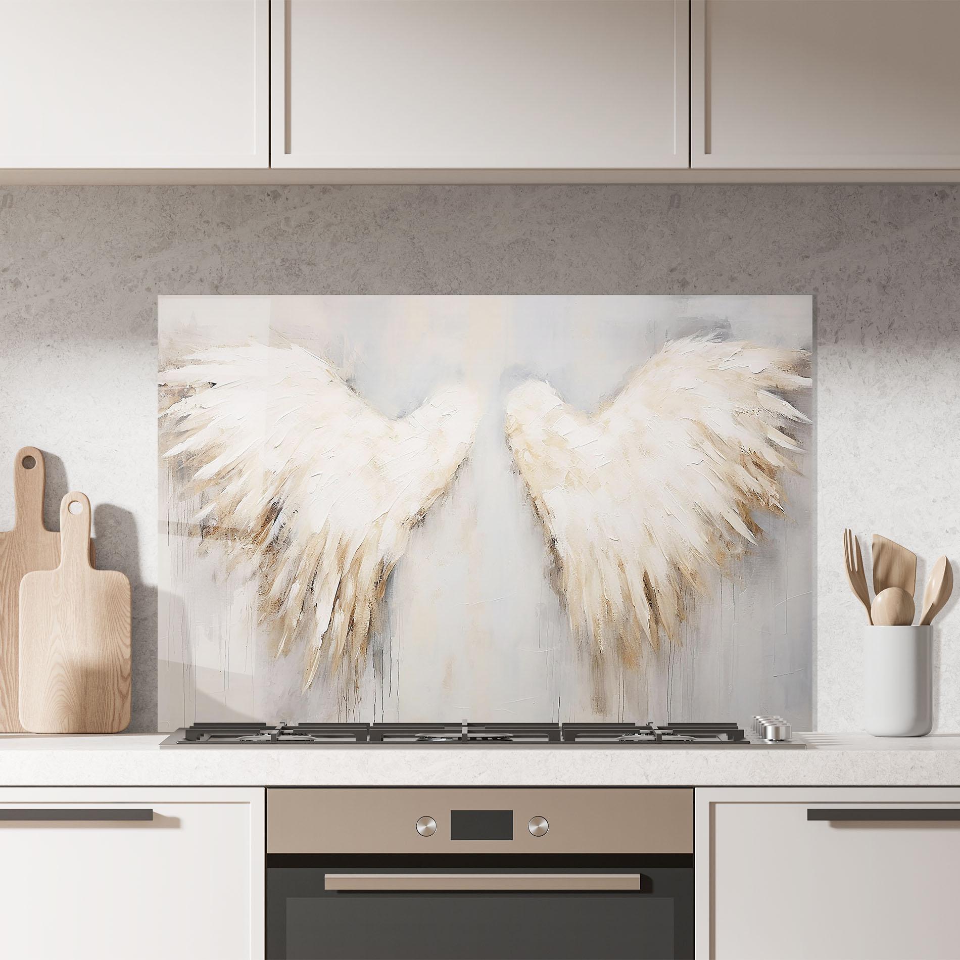 Panou Sticla Bucatarie Cream White Wings mockup 7