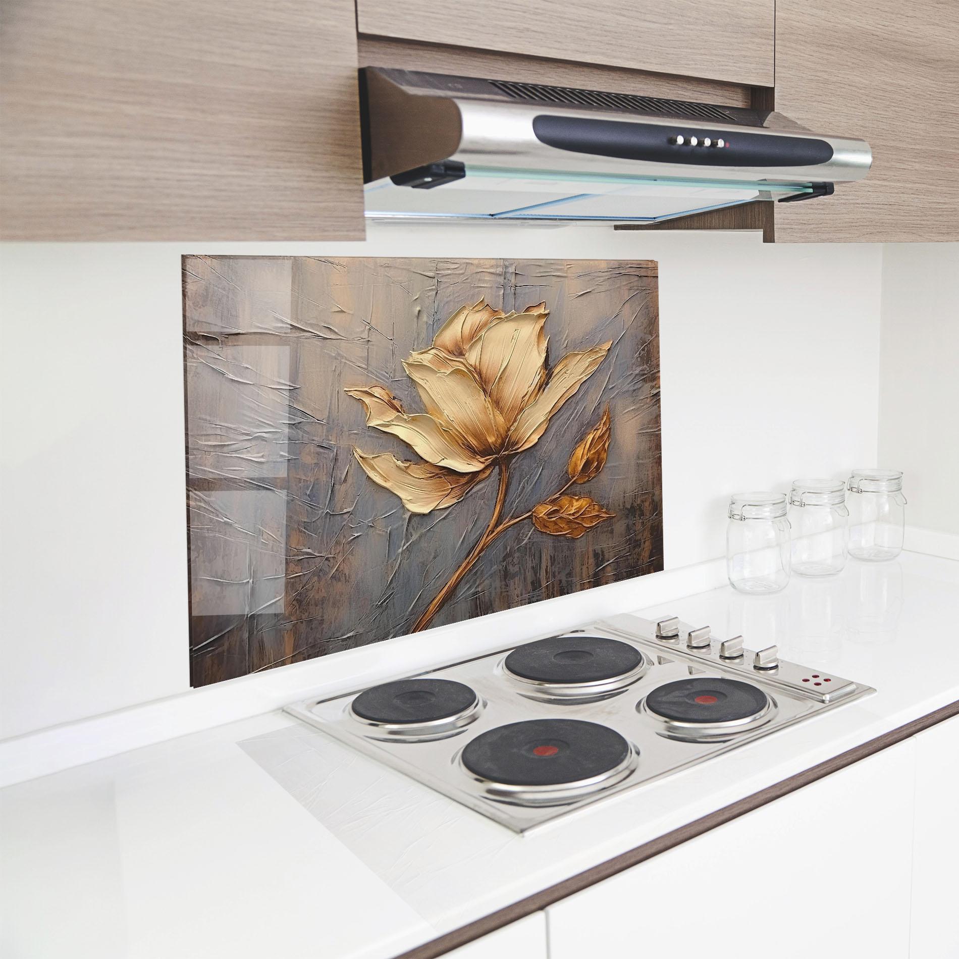 Panou Sticla Bucatarie Cream Rose On Blue mockup 8