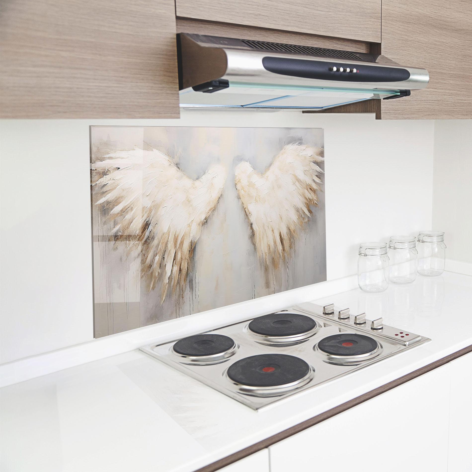 Panou Sticla Bucatarie Cream White Wings mockup 8