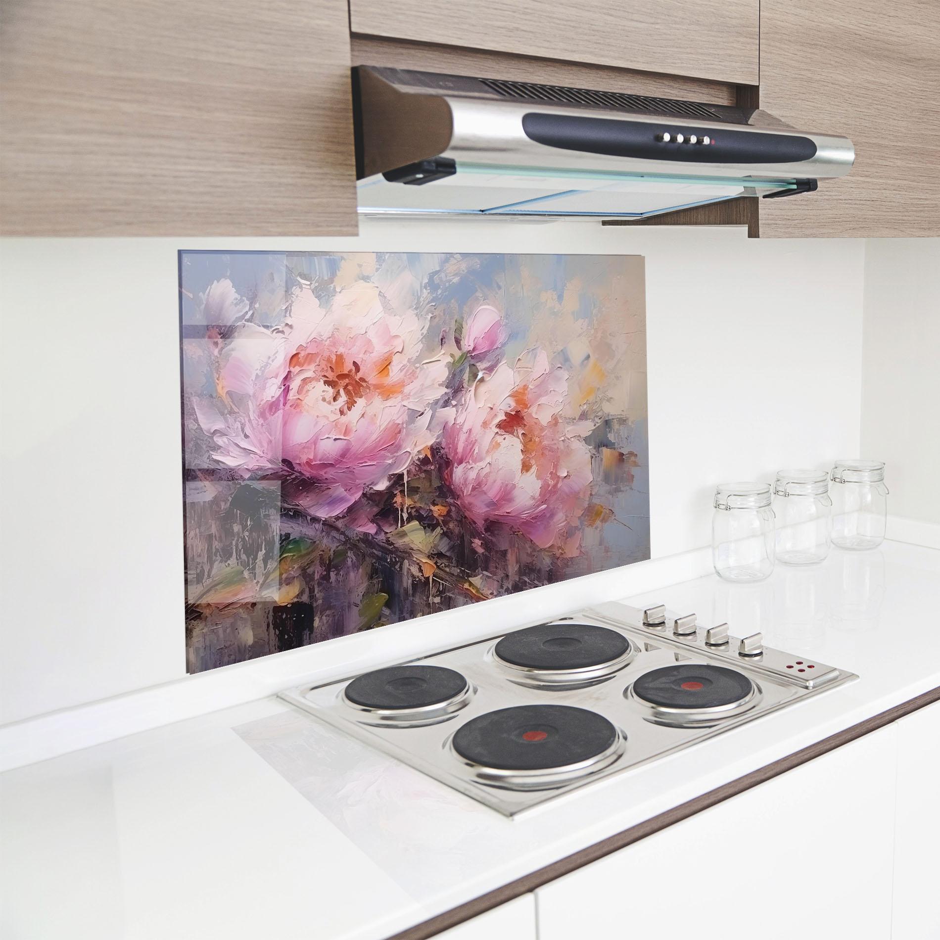 Panou Sticla Bucatarie Peony Art mockup 8