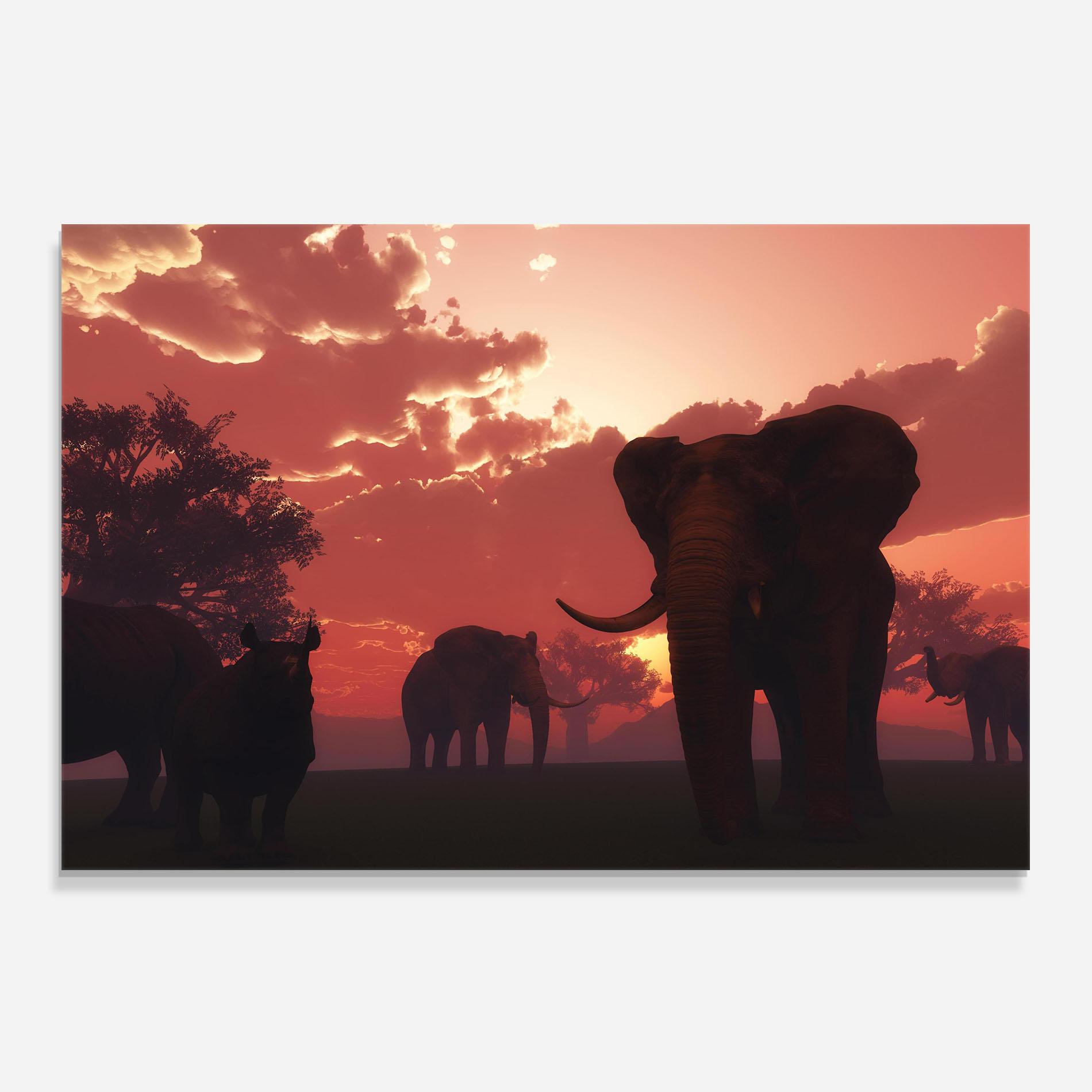 Panou Sticla Bucatarie African Elephant View mockup 0