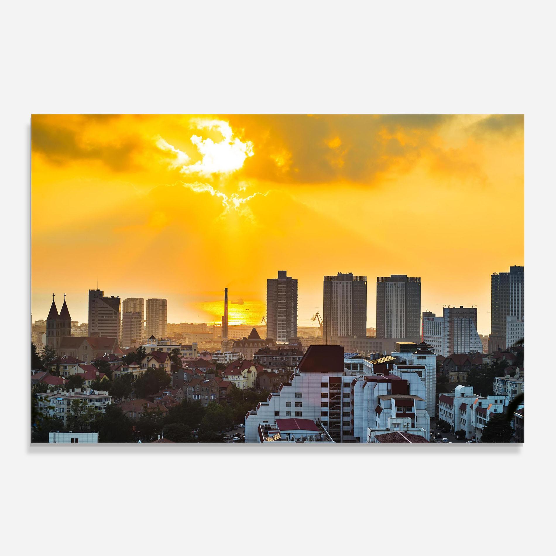 Panou Sticla Bucatarie City Illuminate Sun mockup 0