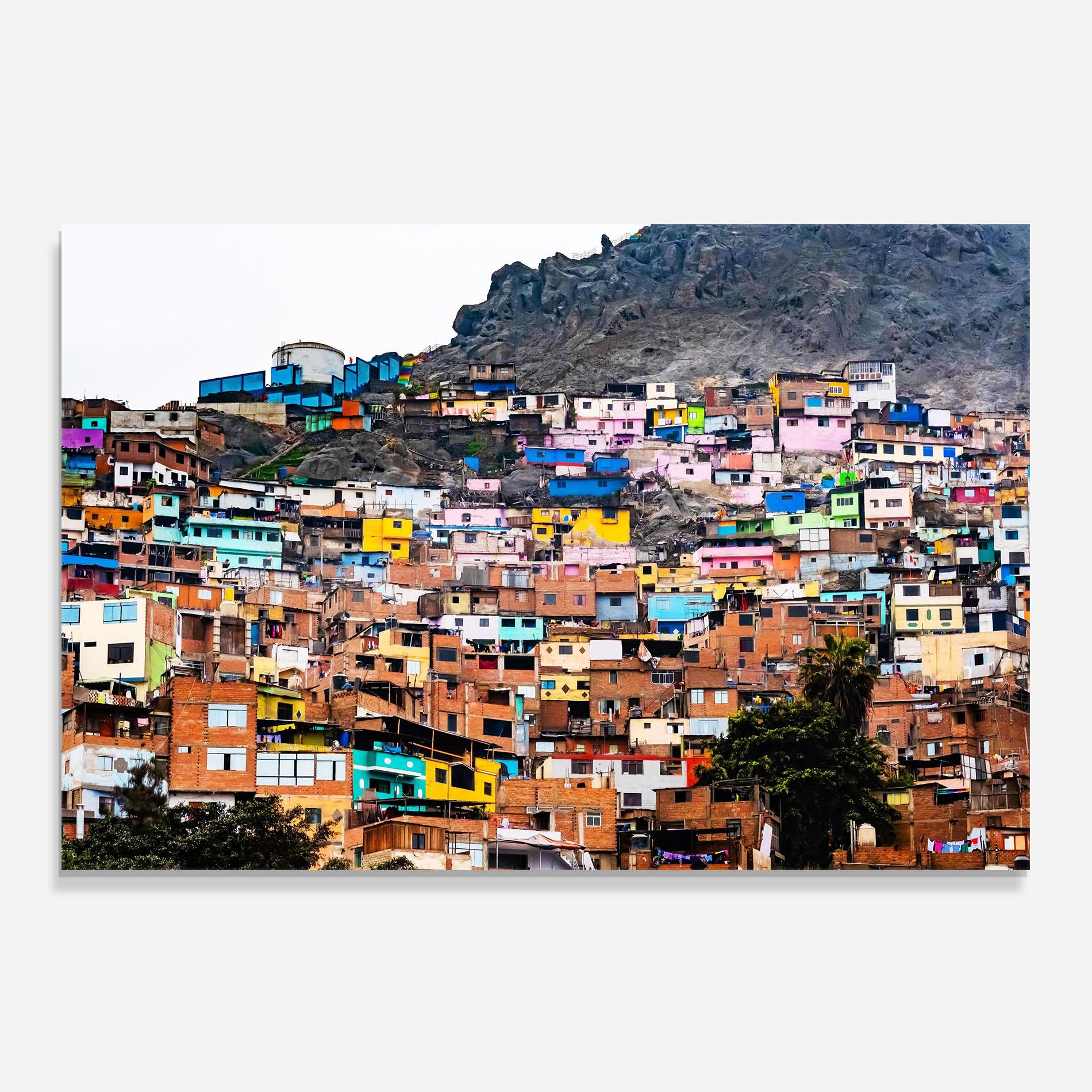 Panou Sticla Bucatarie Colorful Slum Buildings mockup 0