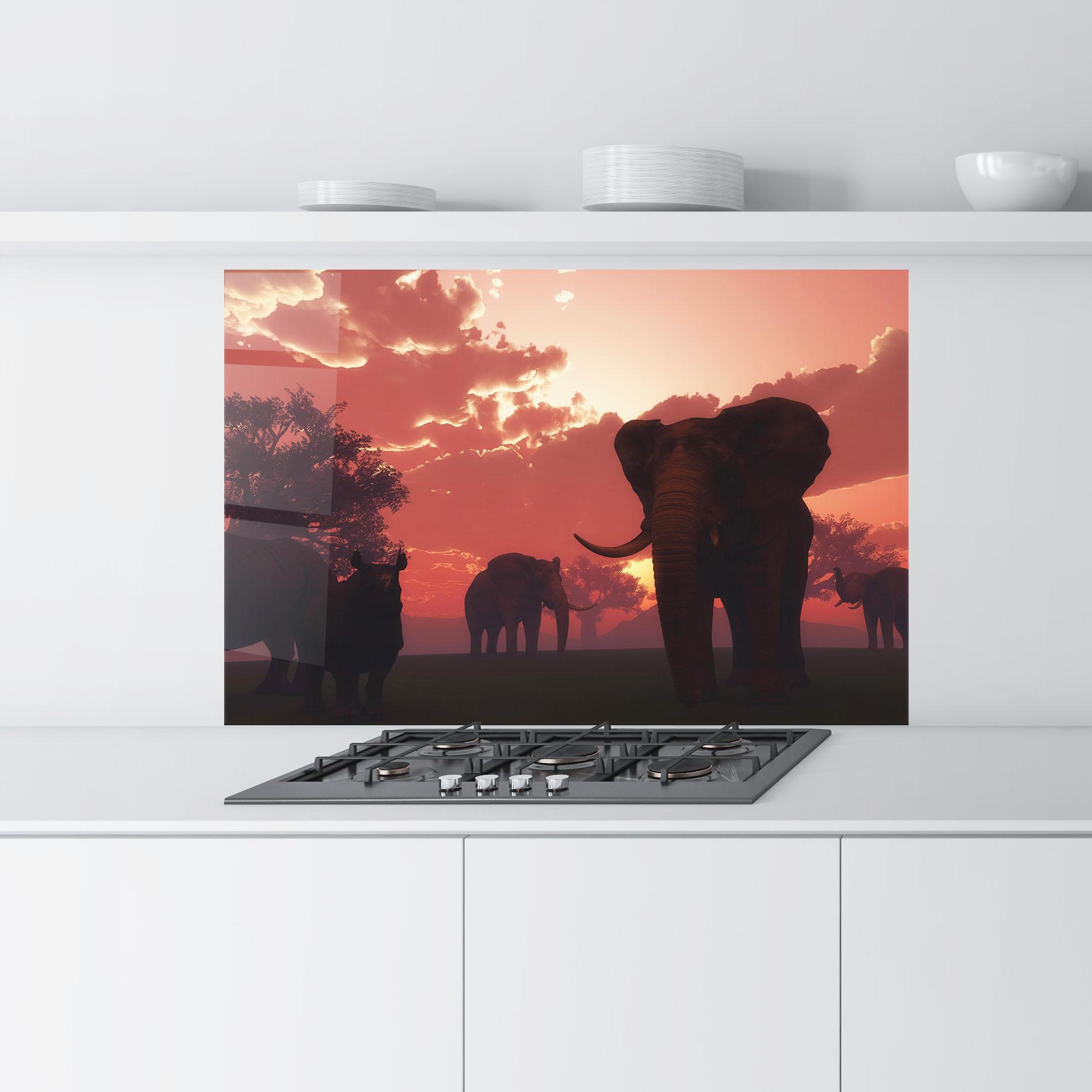 Panou Sticla Bucatarie African Elephant View mockup 9