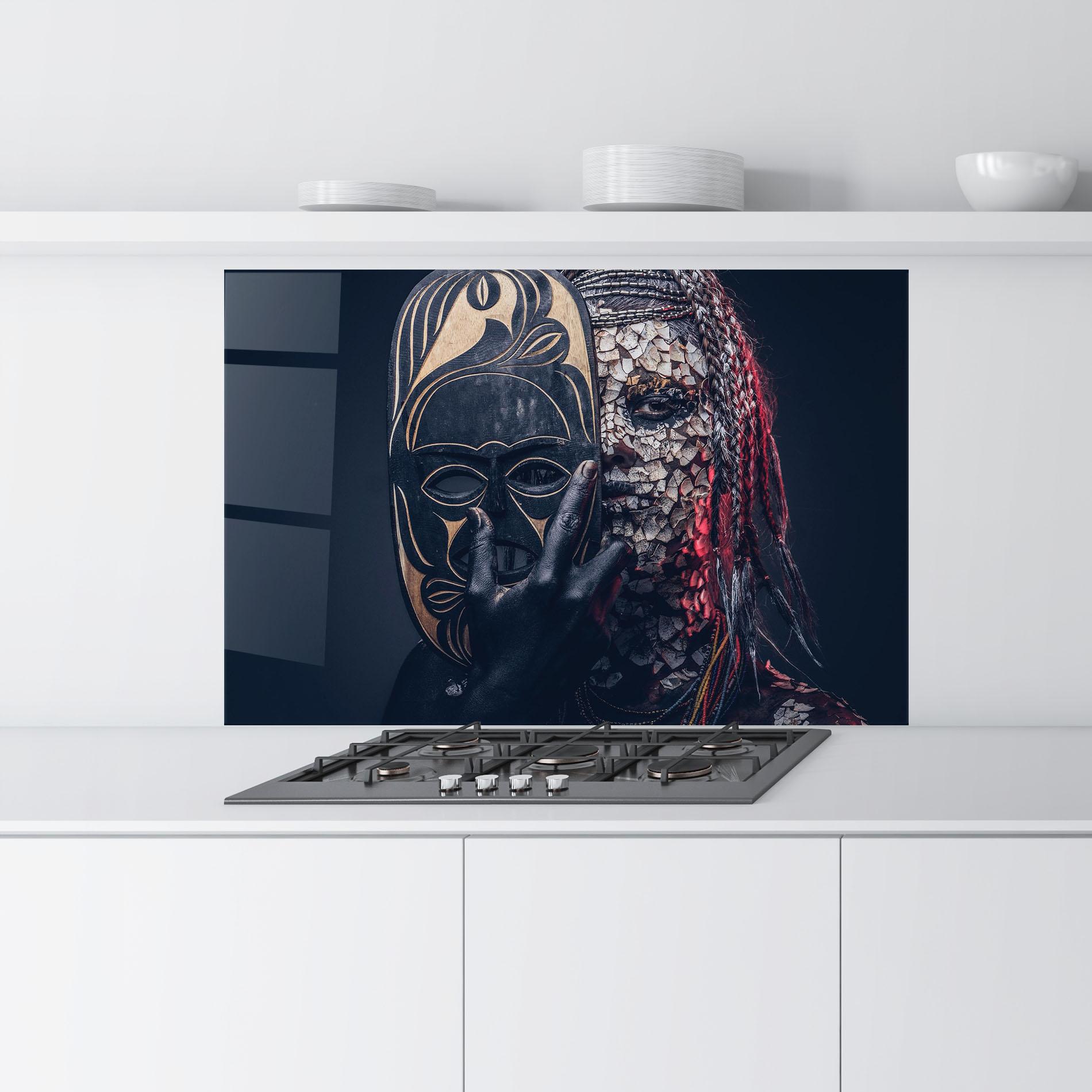 Panou Sticla Bucatarie African Tribe Costume mockup 9