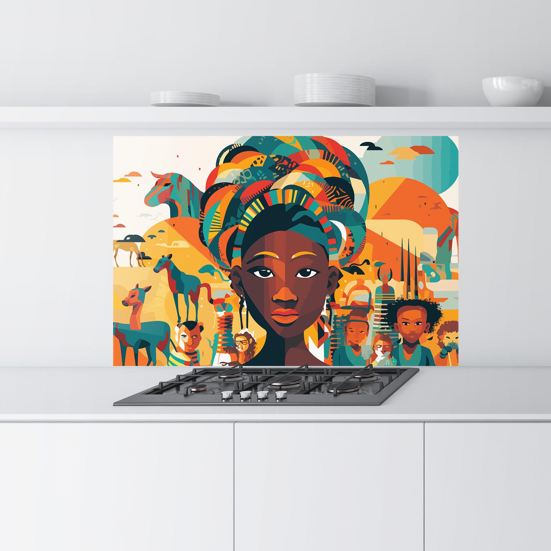 Panou Sticla Bucatarie Child Africa Art mockup 9