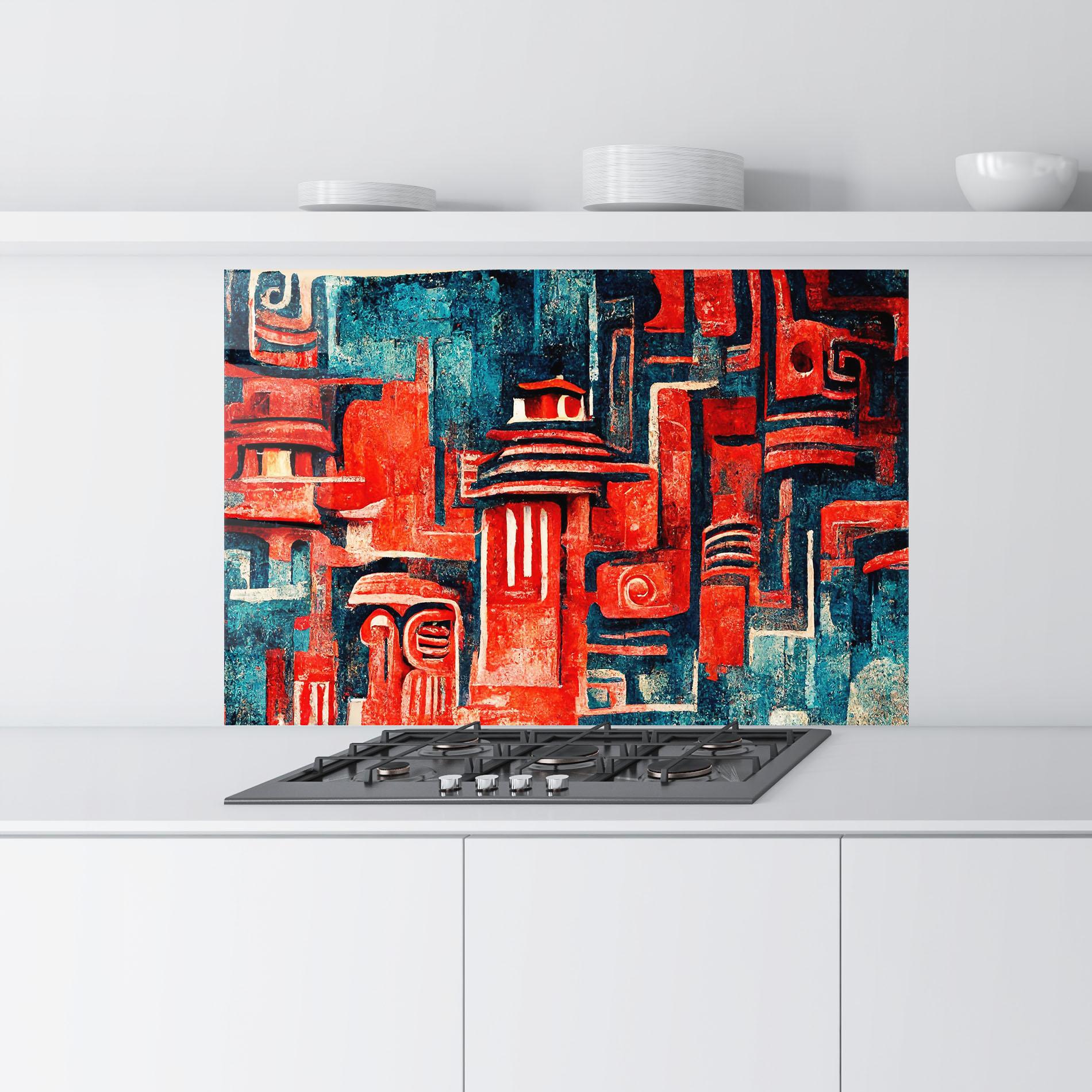 Panou Sticla Bucatarie Decorative Navy Red mockup 9