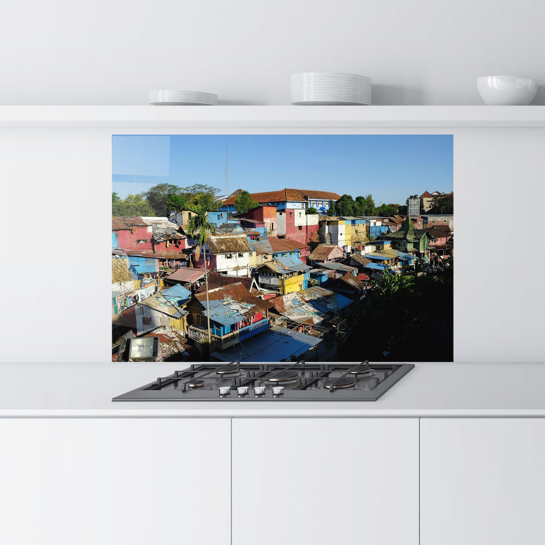 Panou Sticla Bucatarie Slum Building mockup 9