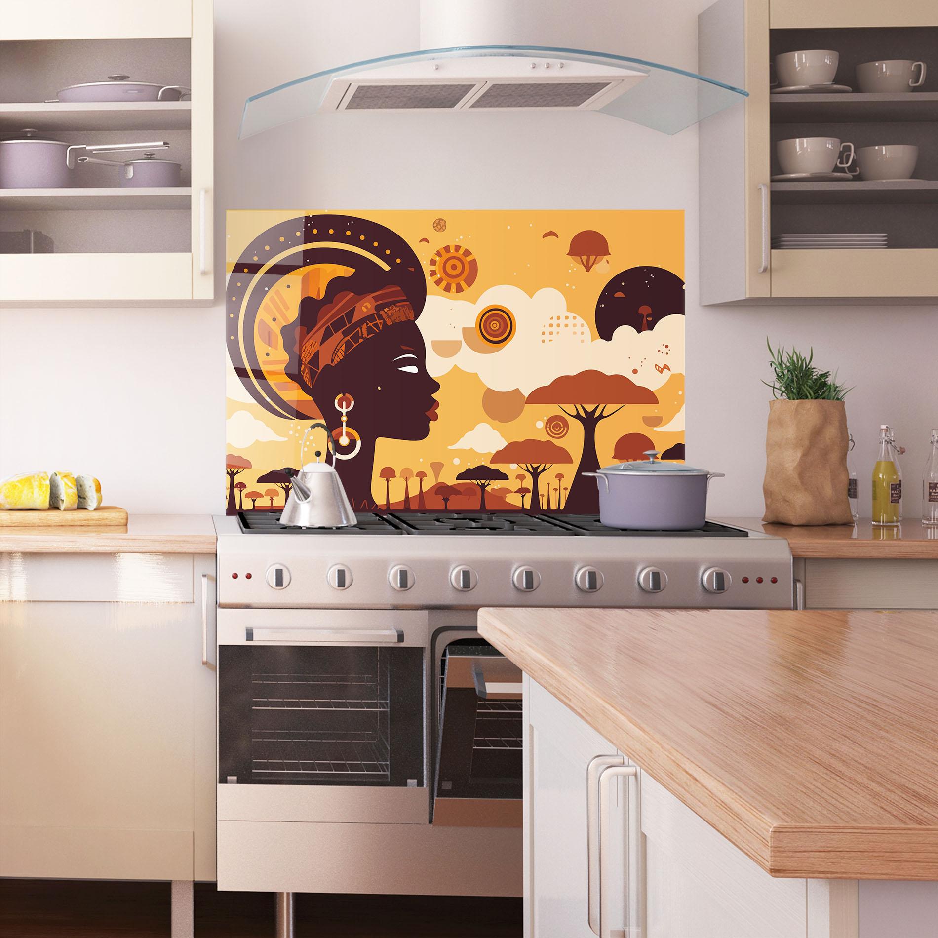 Panou Sticla Bucatarie African Art mockup 1