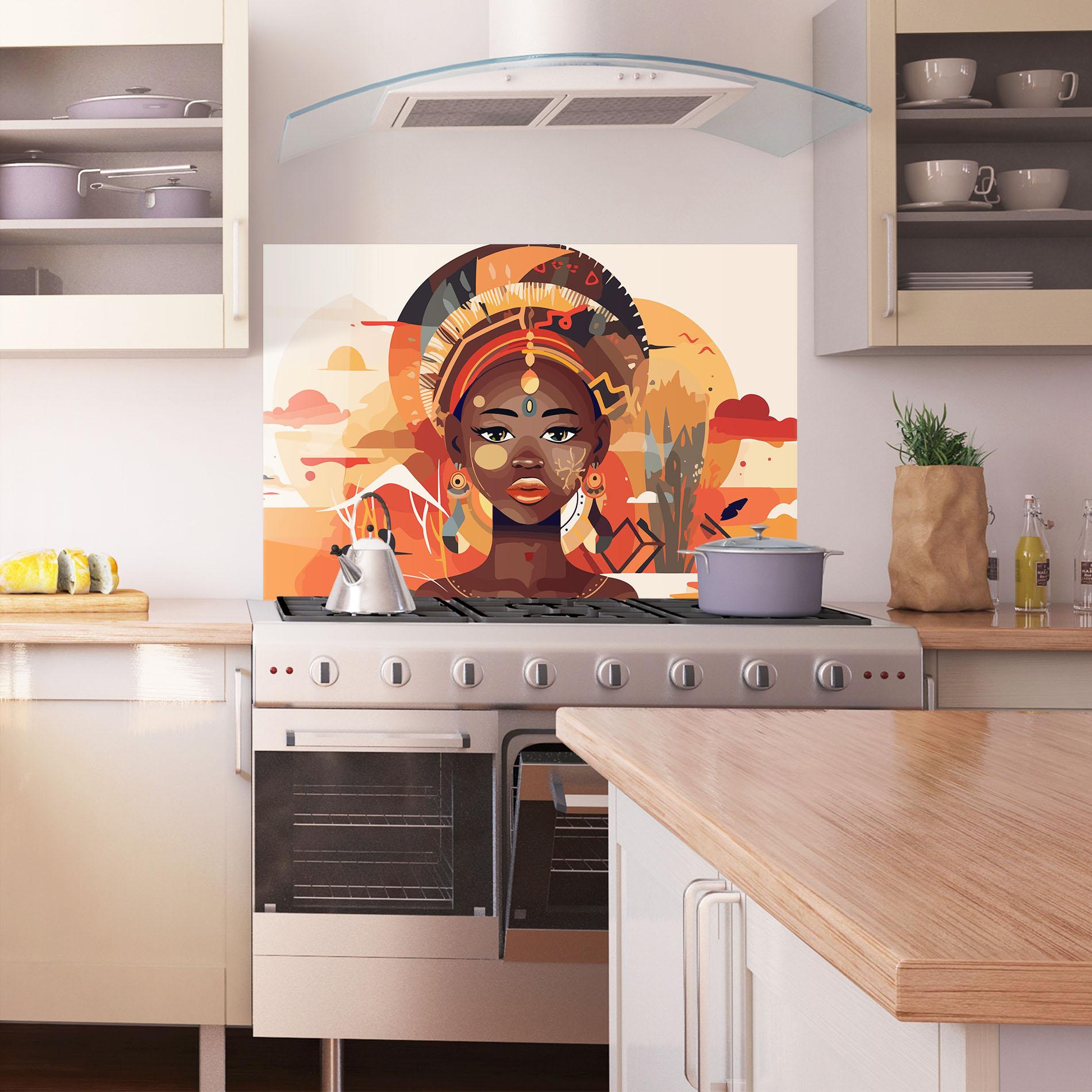 Panou Sticla Bucatarie African Child Art mockup 1