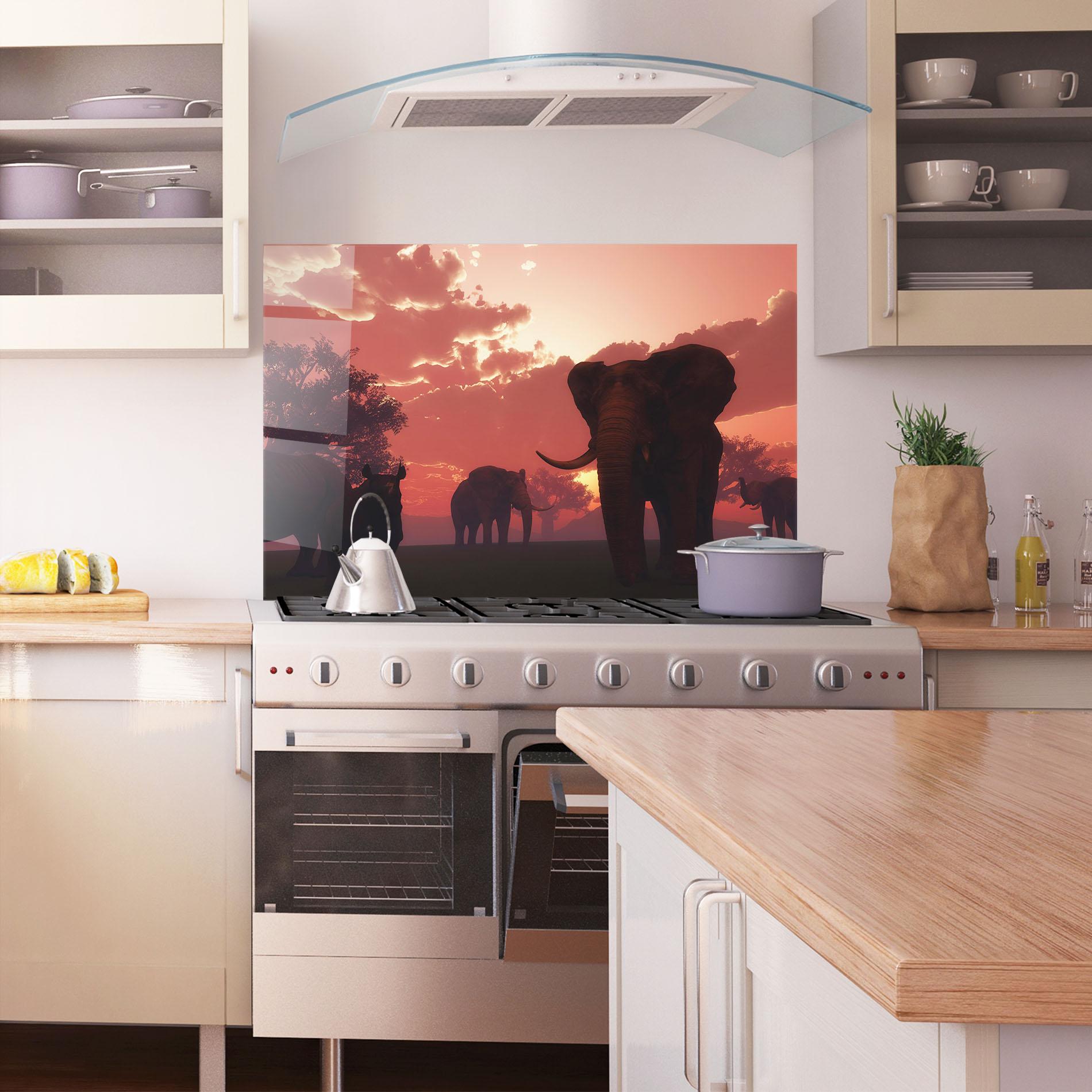 Panou Sticla Bucatarie African Elephant View mockup 1