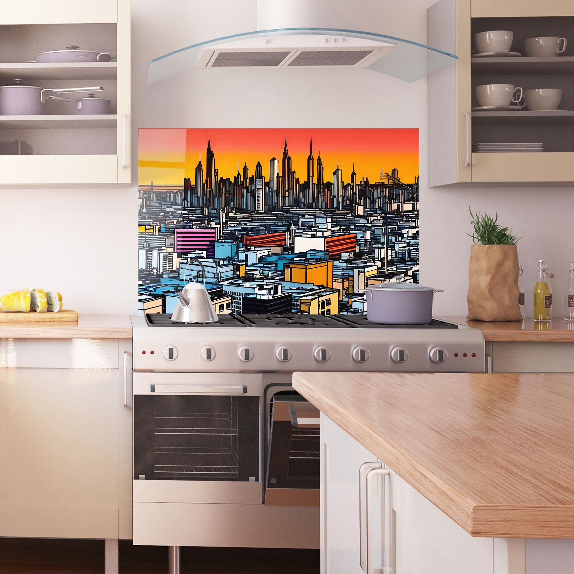 Panou Sticla Bucatarie African Skyline mockup 1