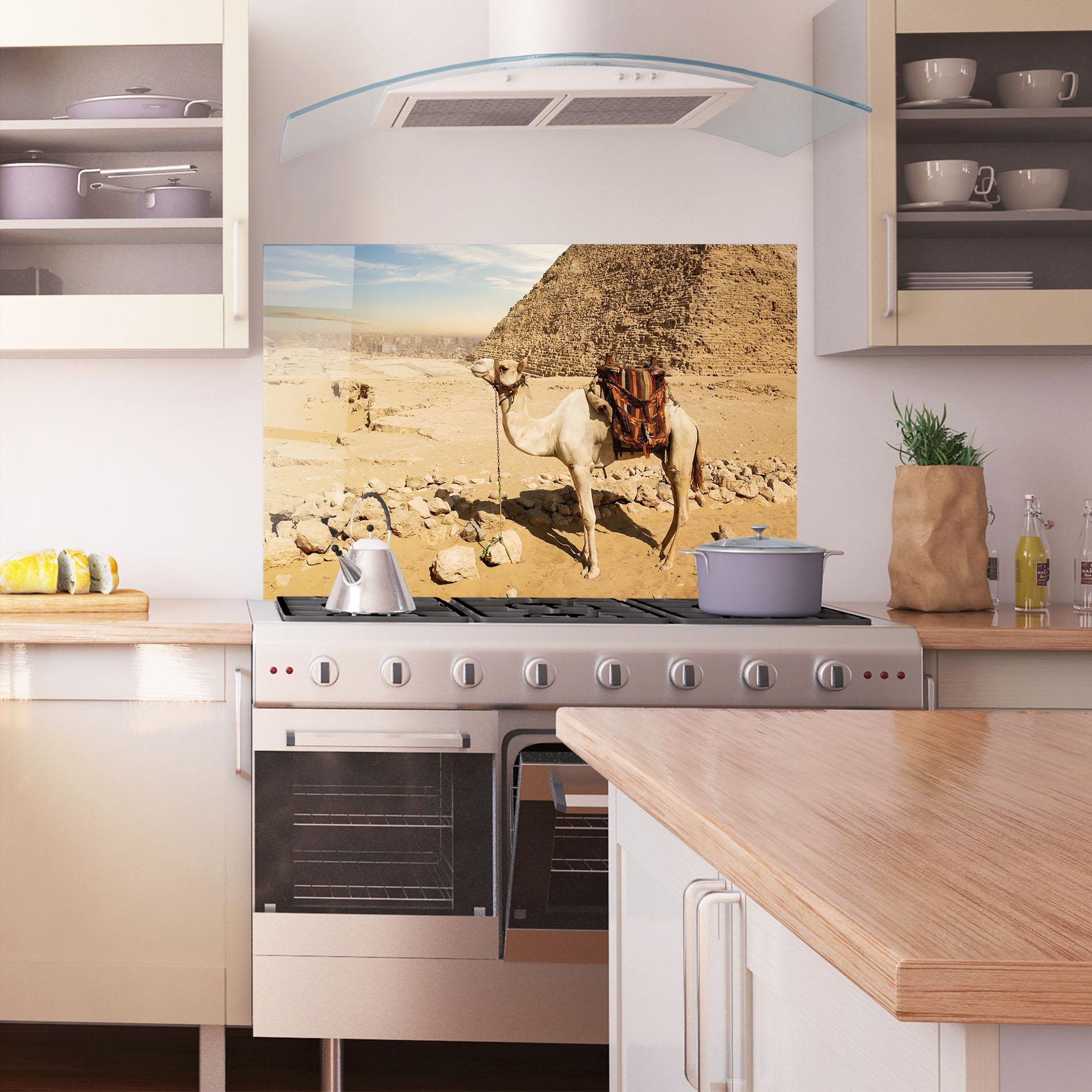 Panou Sticla Bucatarie Camel Near Ruins mockup 1