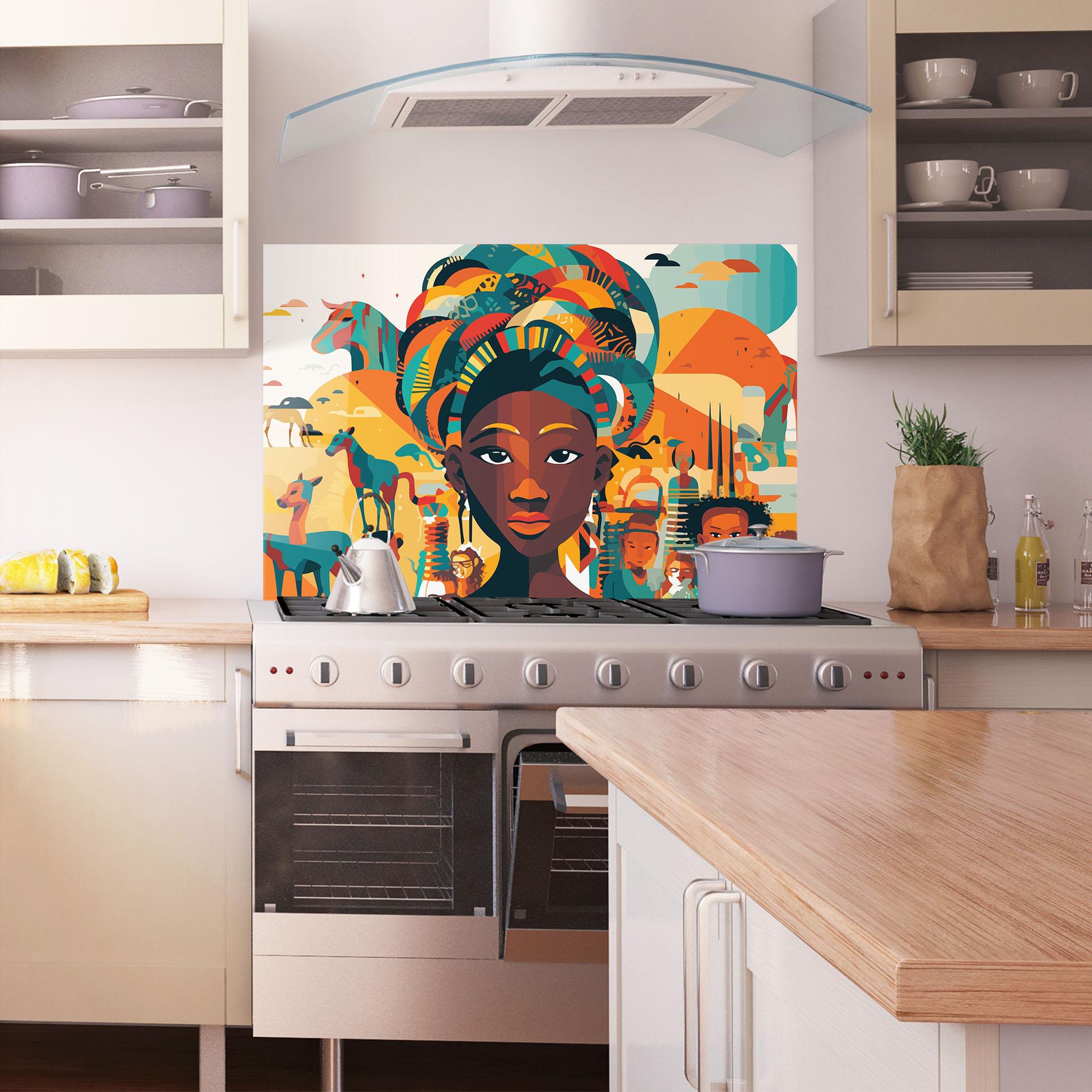 Panou Sticla Bucatarie Child Africa Art mockup 1