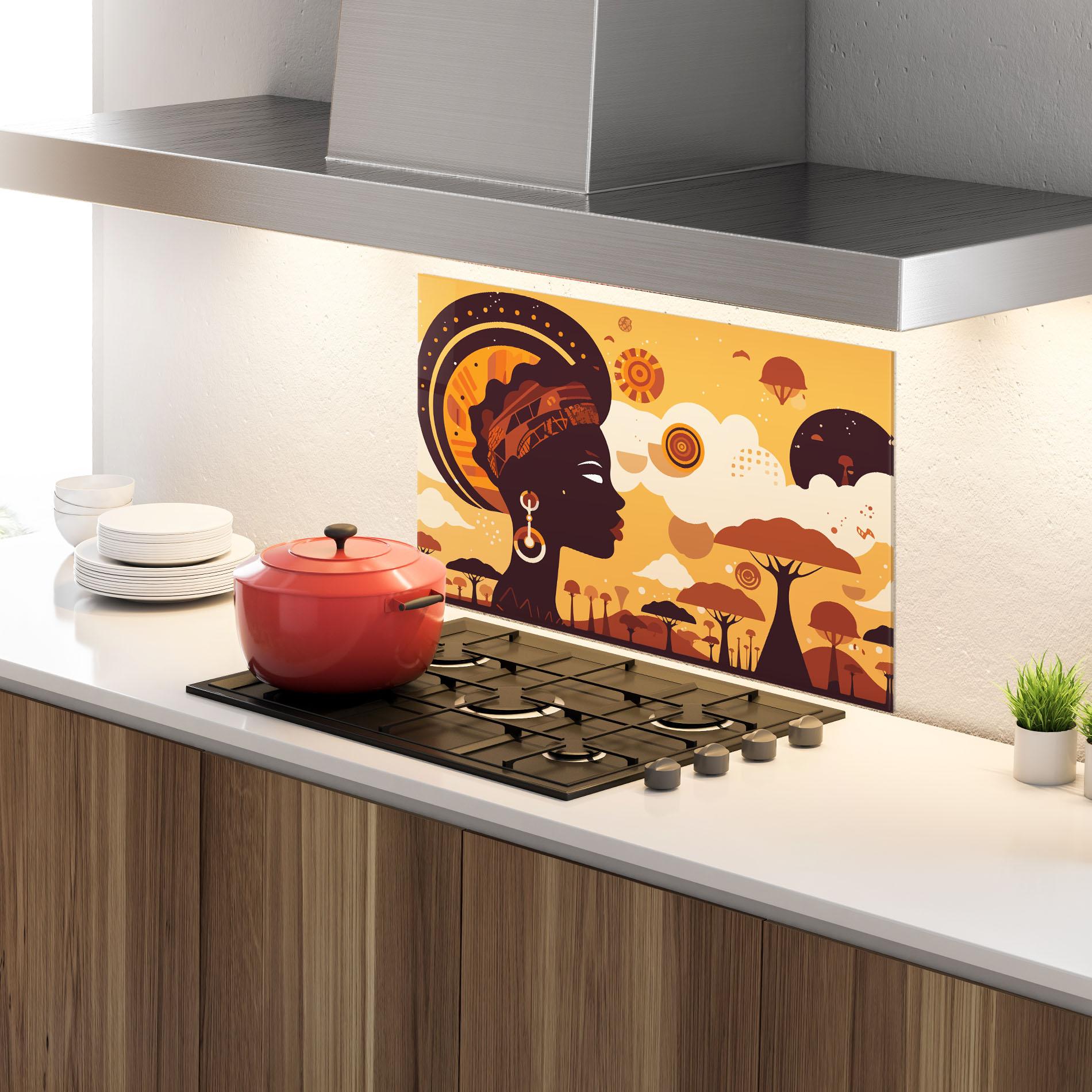 Panou Sticla Bucatarie African Art mockup 4