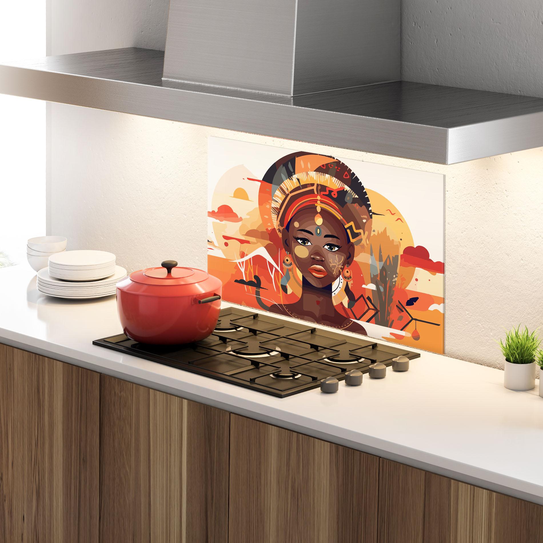 Panou Sticla Bucatarie African Child Art mockup 4