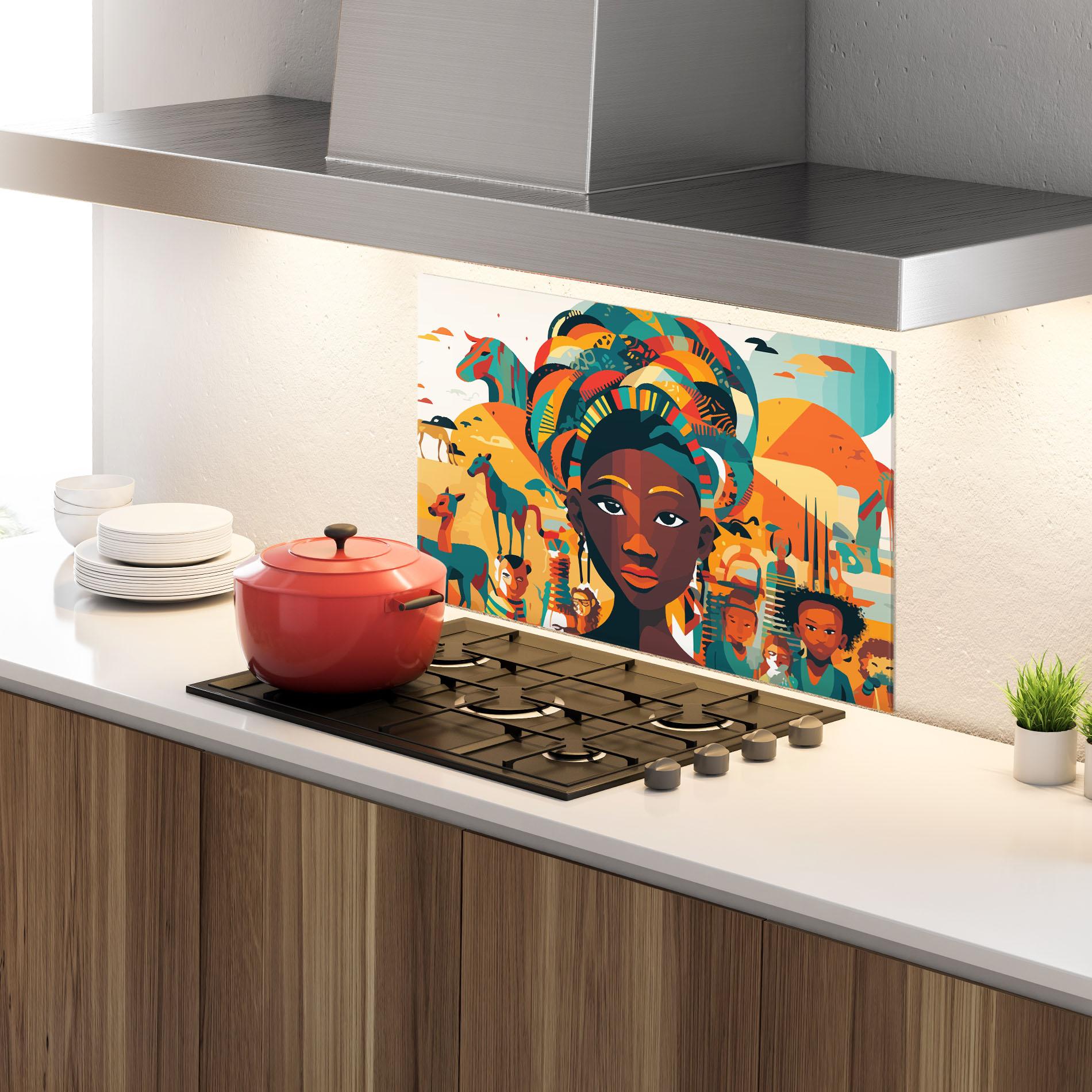 Panou Sticla Bucatarie Child Africa Art mockup 4