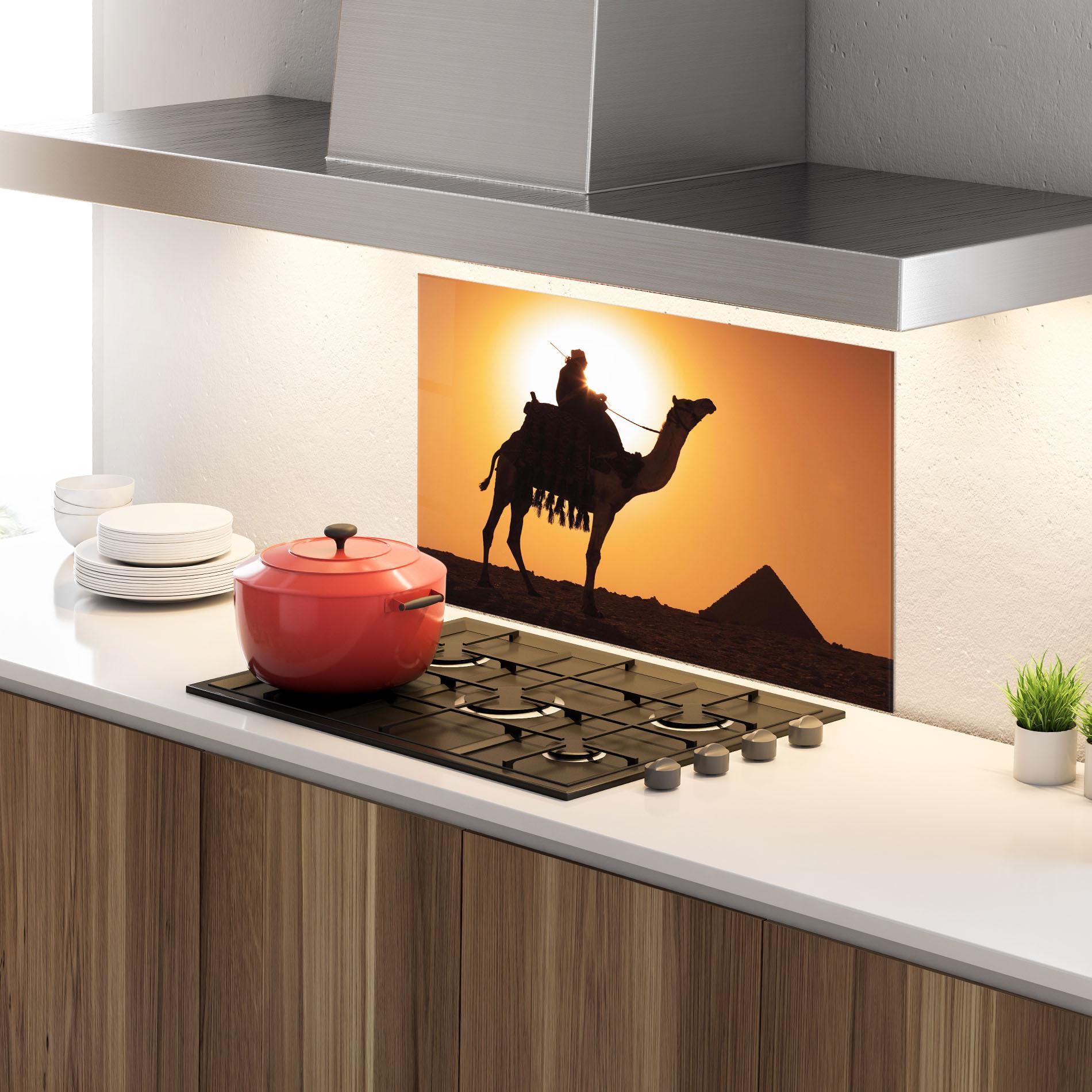 Panou Sticla Bucatarie Pyramids Sunset mockup 4