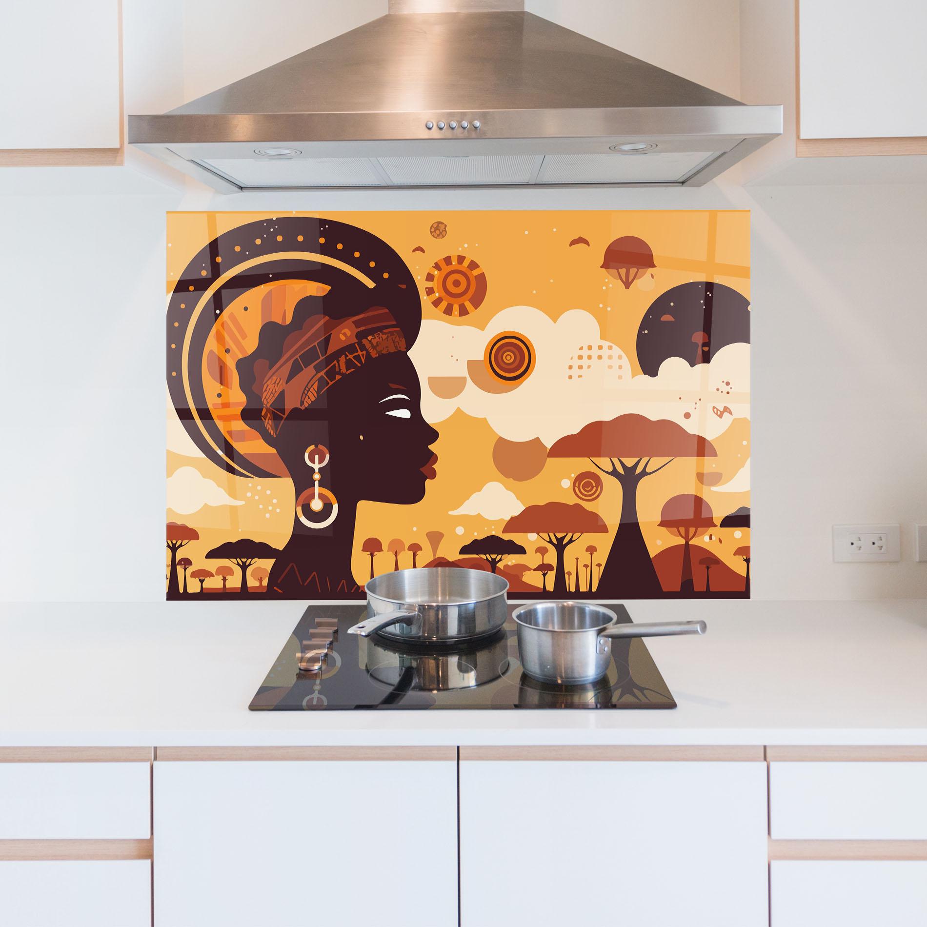 Panou Sticla Bucatarie African Art mockup 5
