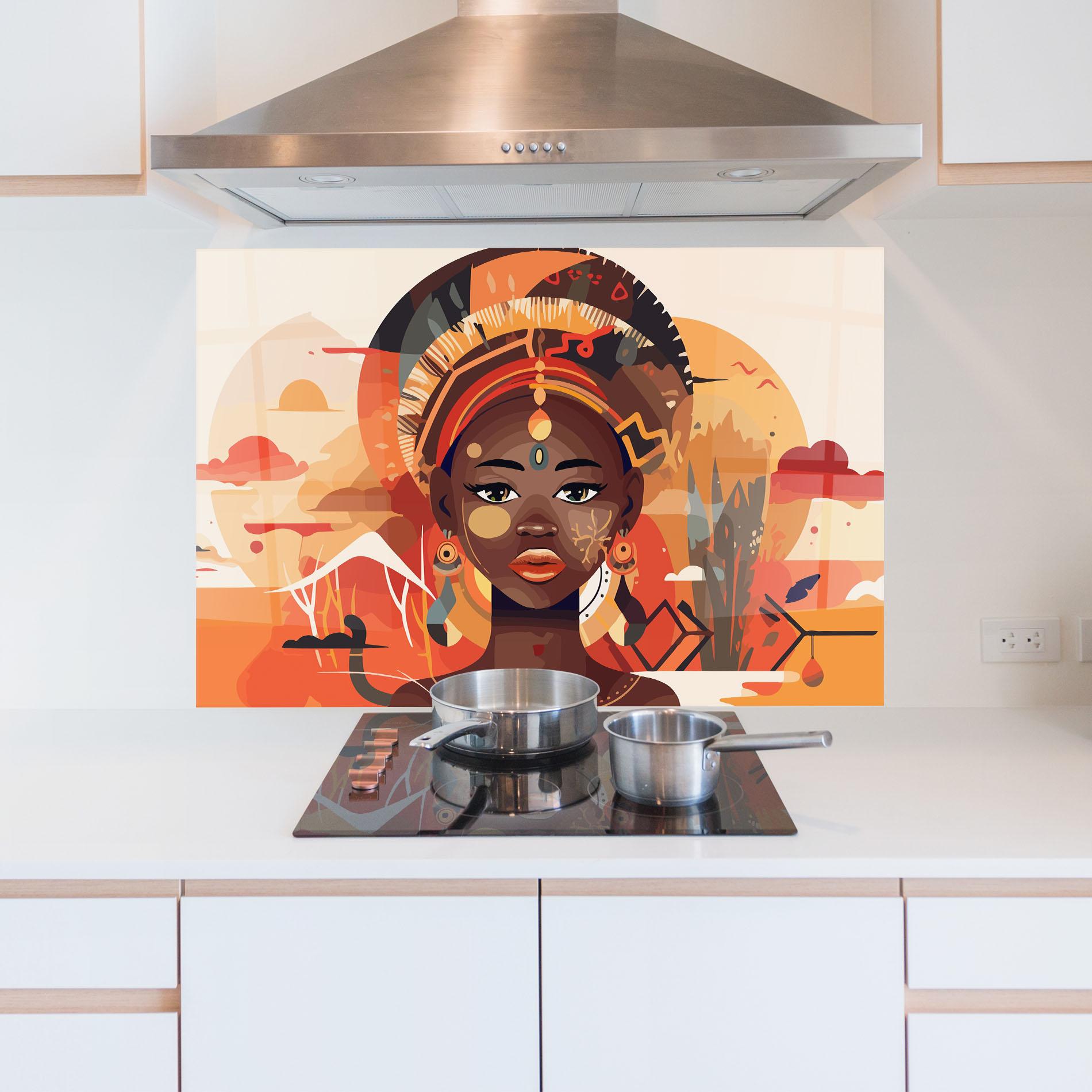 Panou Sticla Bucatarie African Child Art mockup 5