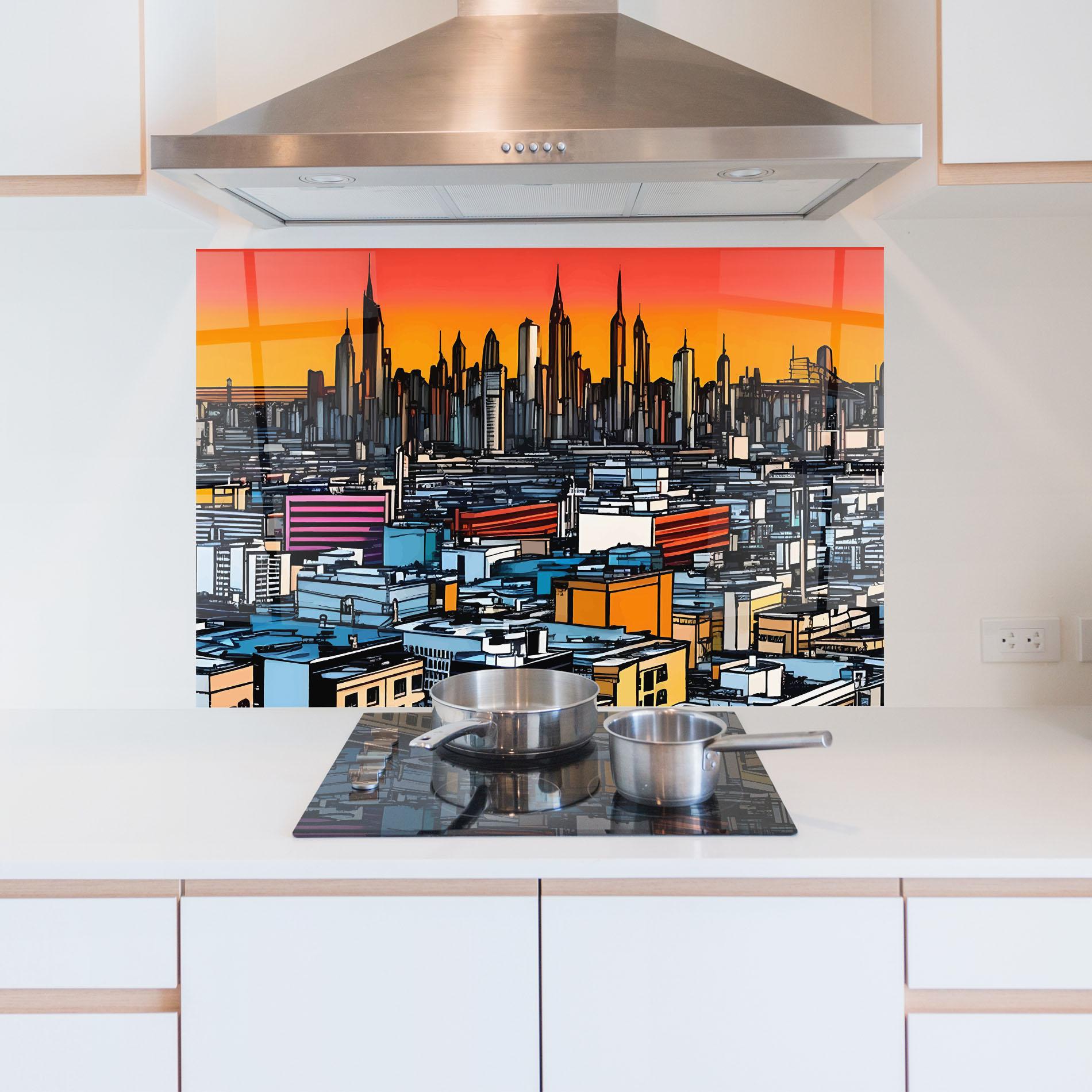 Panou Sticla Bucatarie African Skyline mockup 5