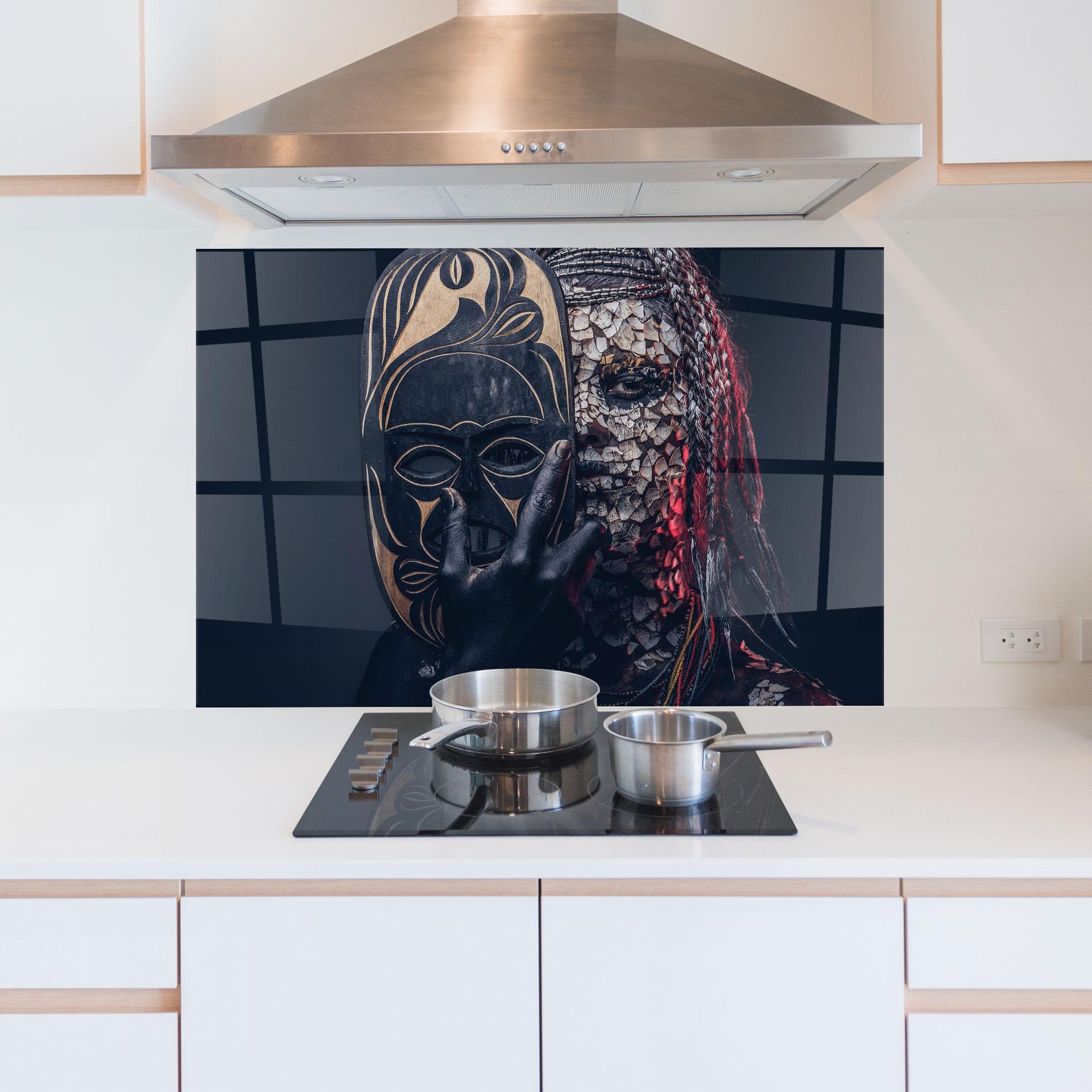 Panou Sticla Bucatarie African Tribe Costume mockup 5