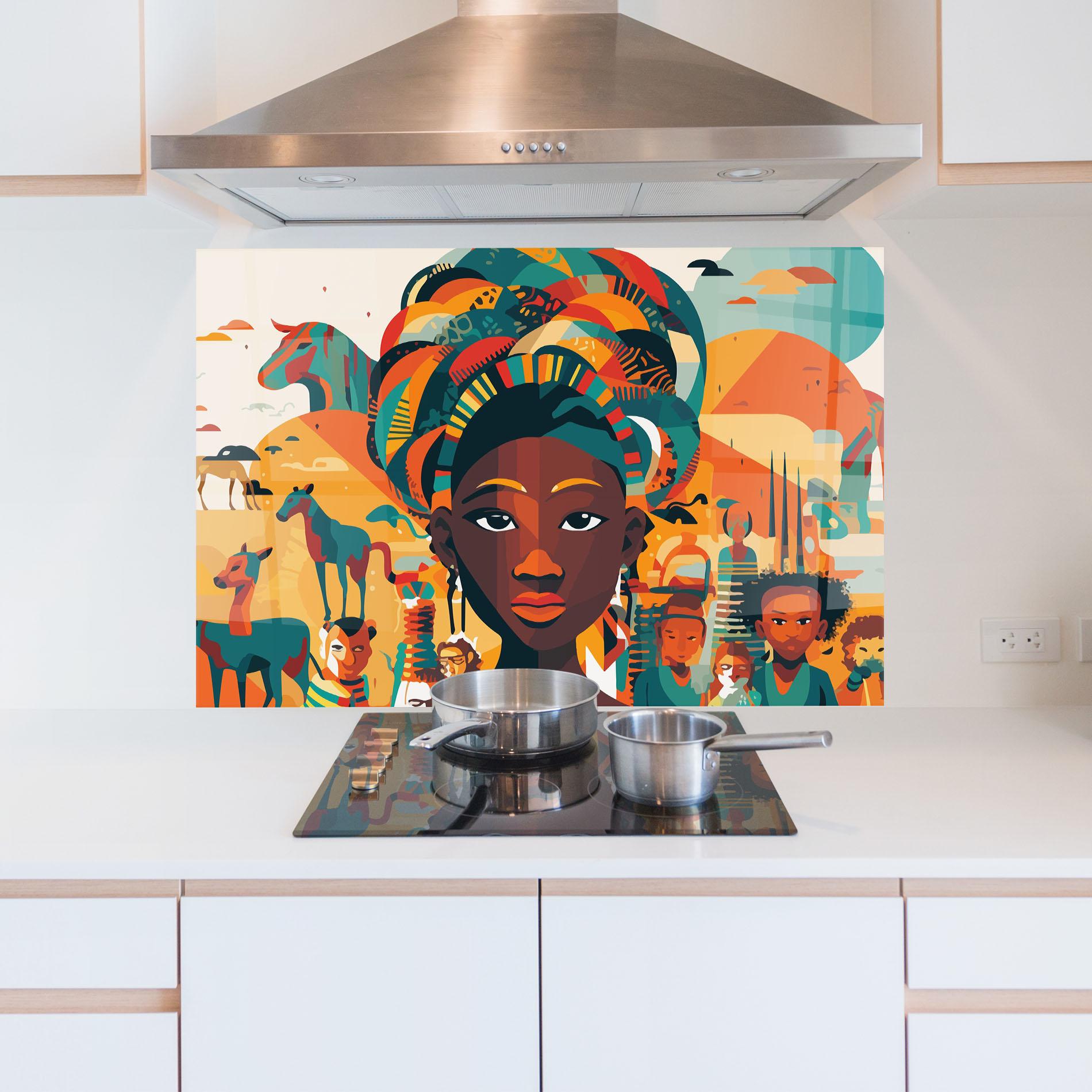 Panou Sticla Bucatarie Child Africa Art mockup 5