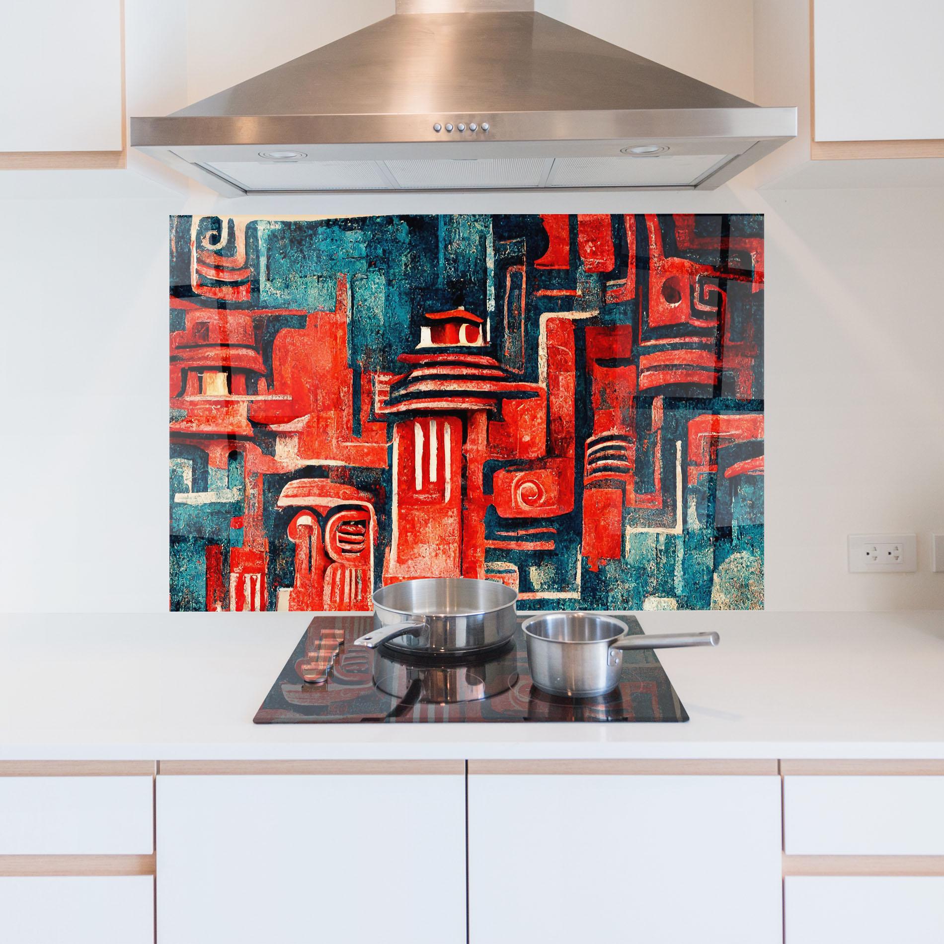 Panou Sticla Bucatarie Decorative Navy Red mockup 5