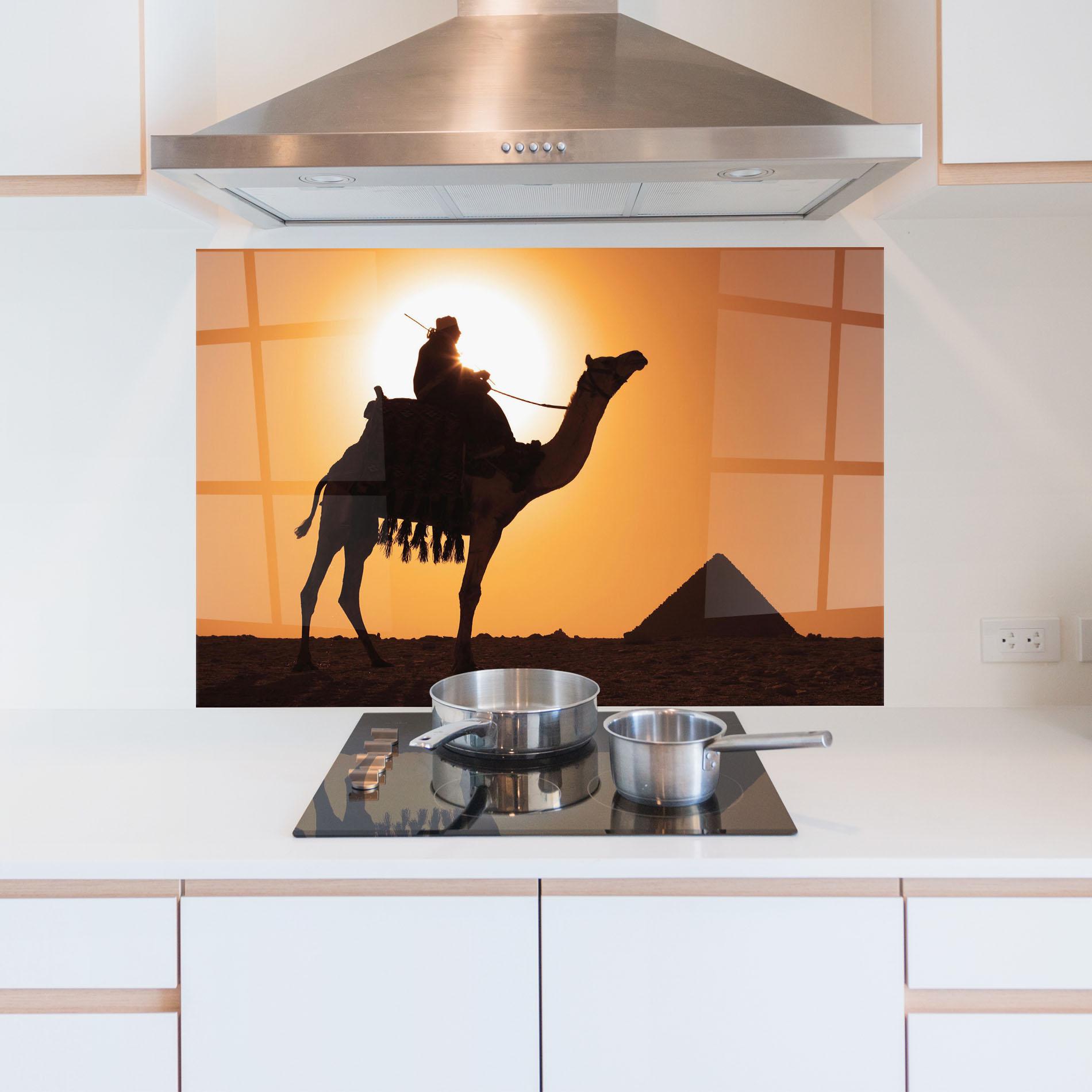 Panou Sticla Bucatarie Pyramids Sunset mockup 5