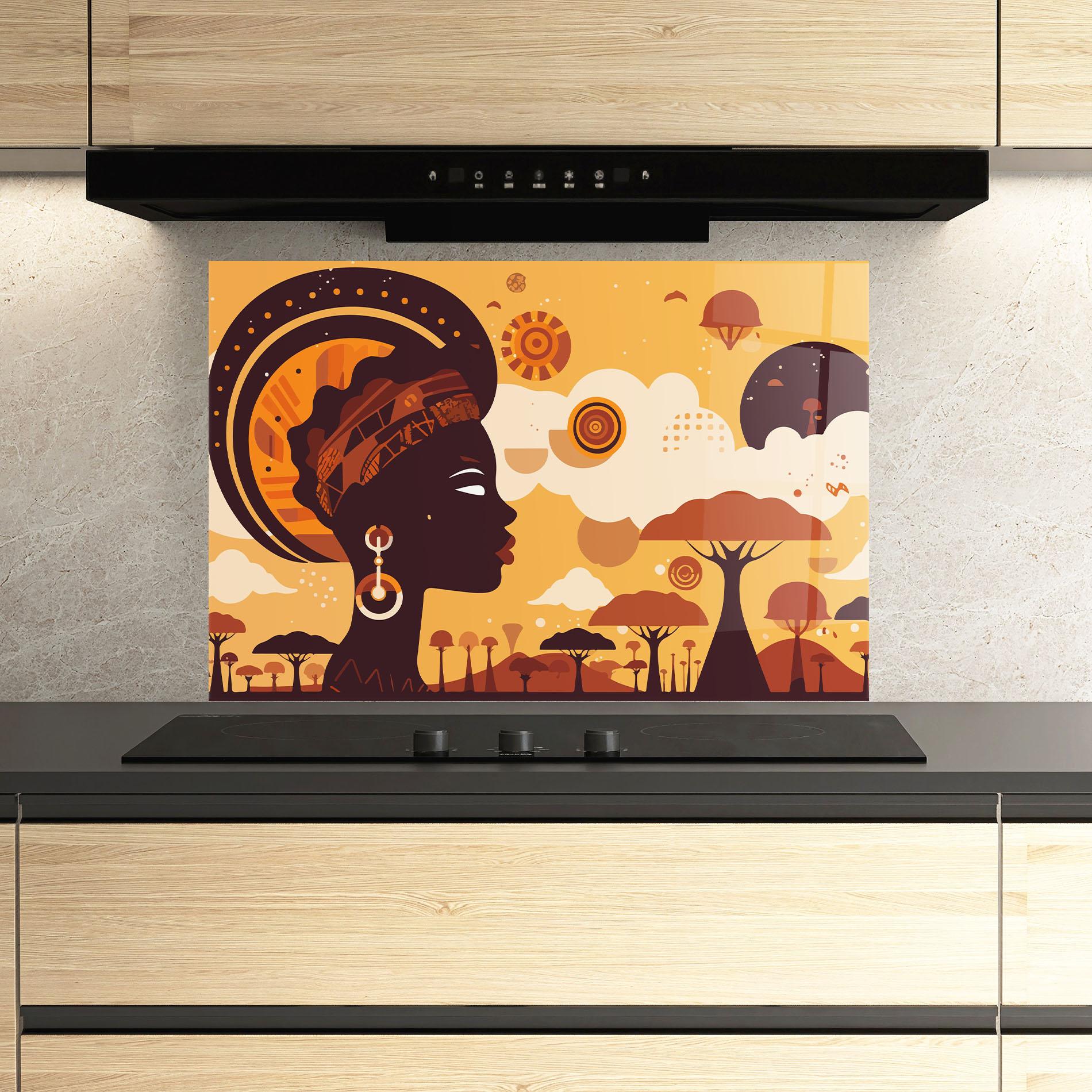 Panou Sticla Bucatarie African Art mockup 3