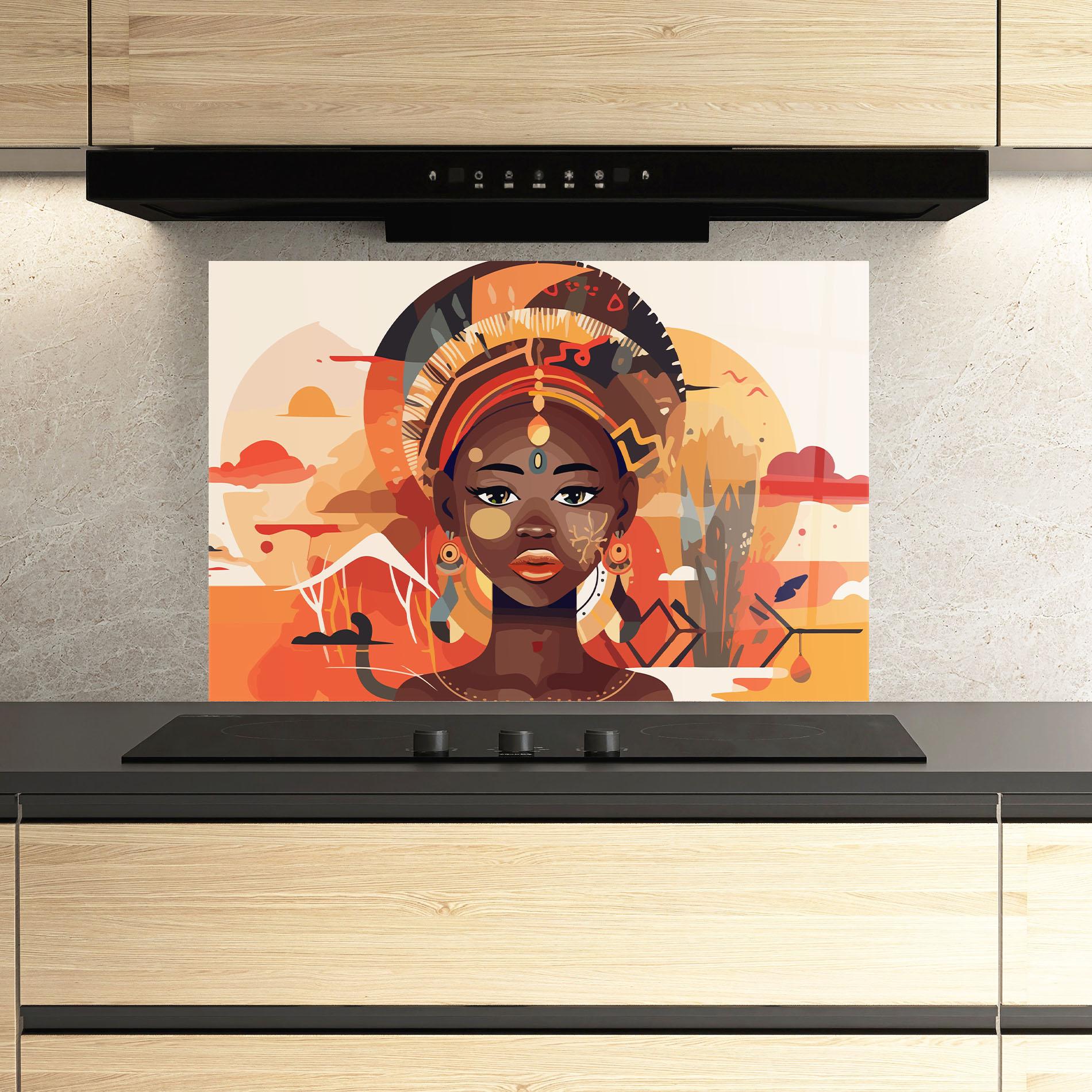 Panou Sticla Bucatarie African Child Art mockup 3