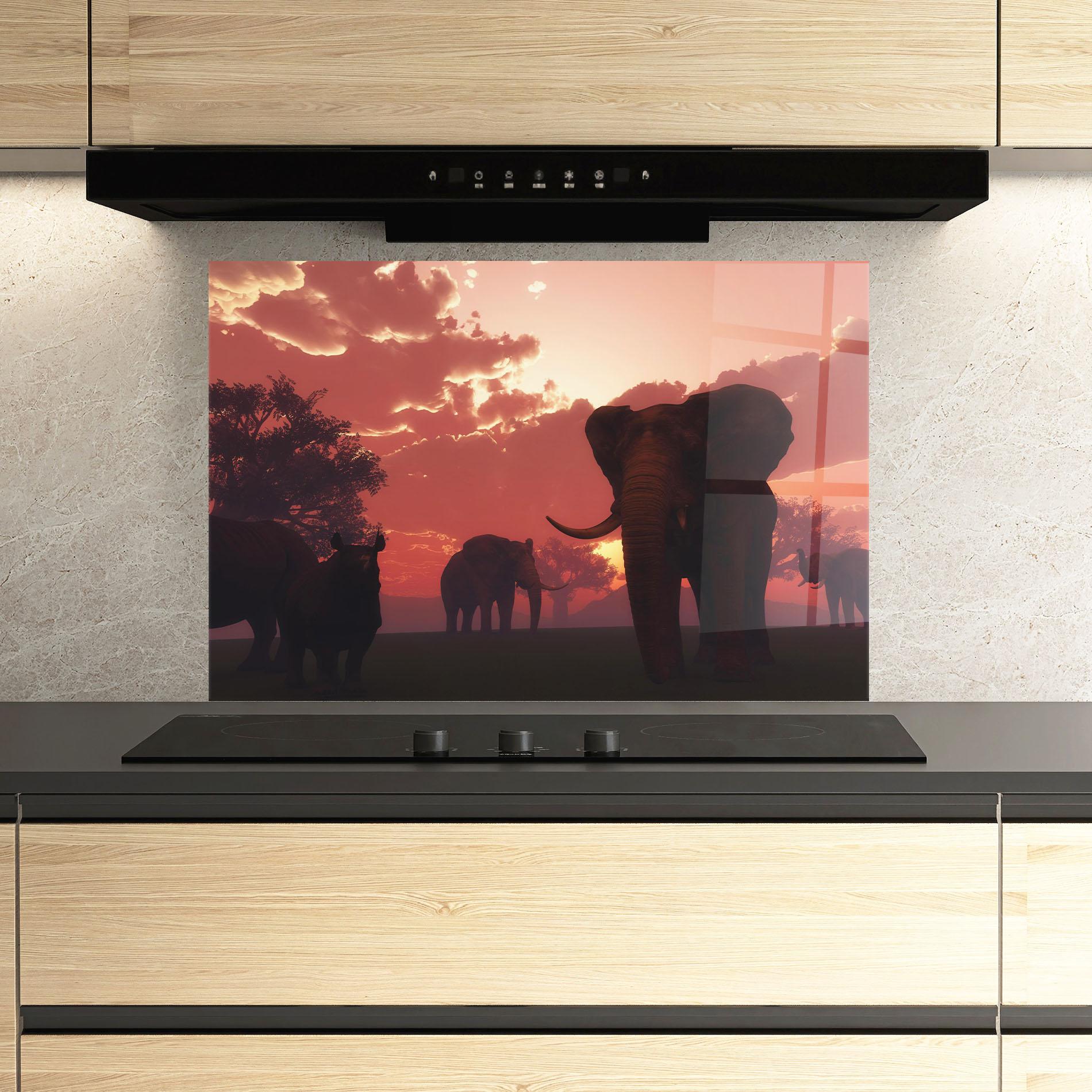 Panou Sticla Bucatarie African Elephant View mockup 3