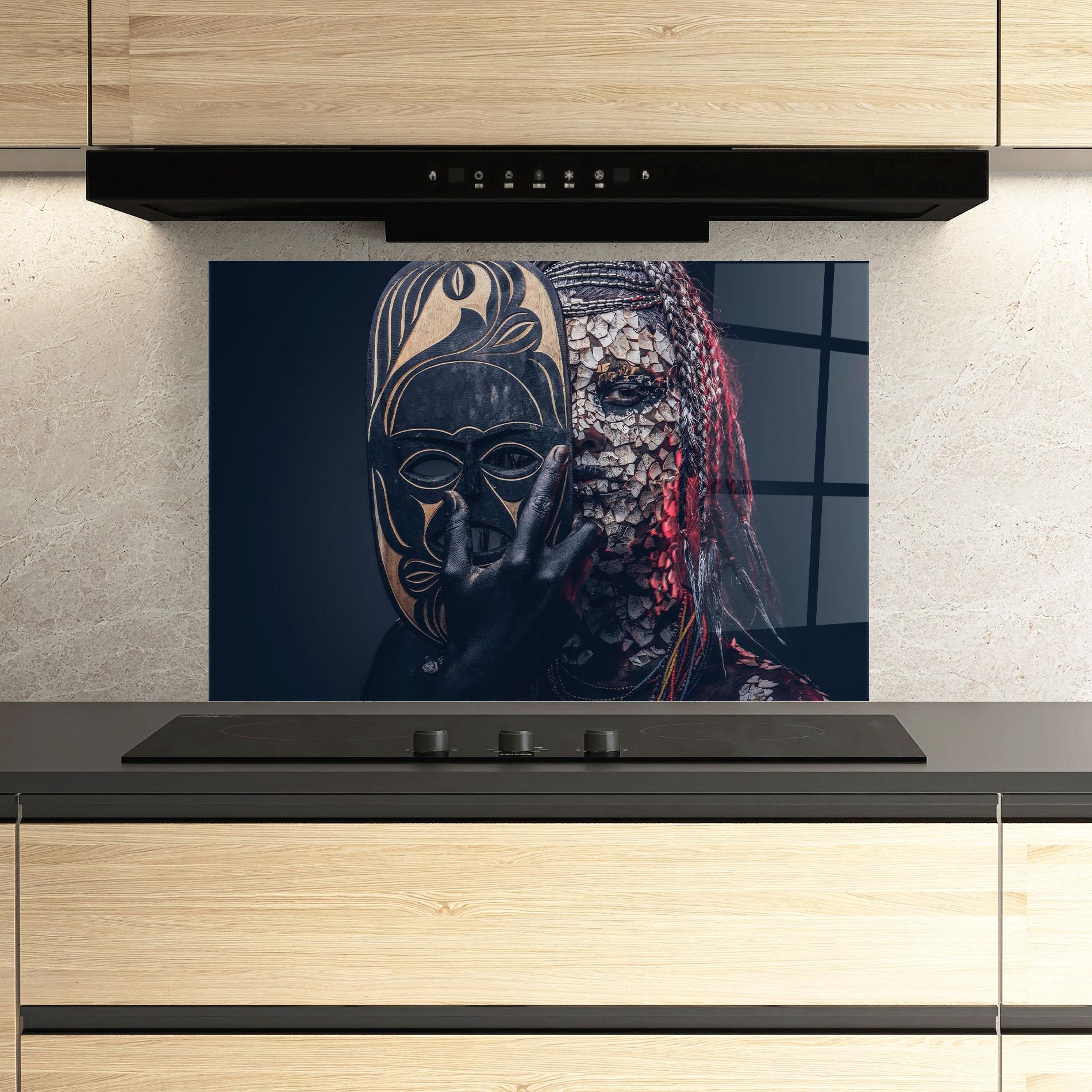 Panou Sticla Bucatarie African Tribe Costume mockup 3