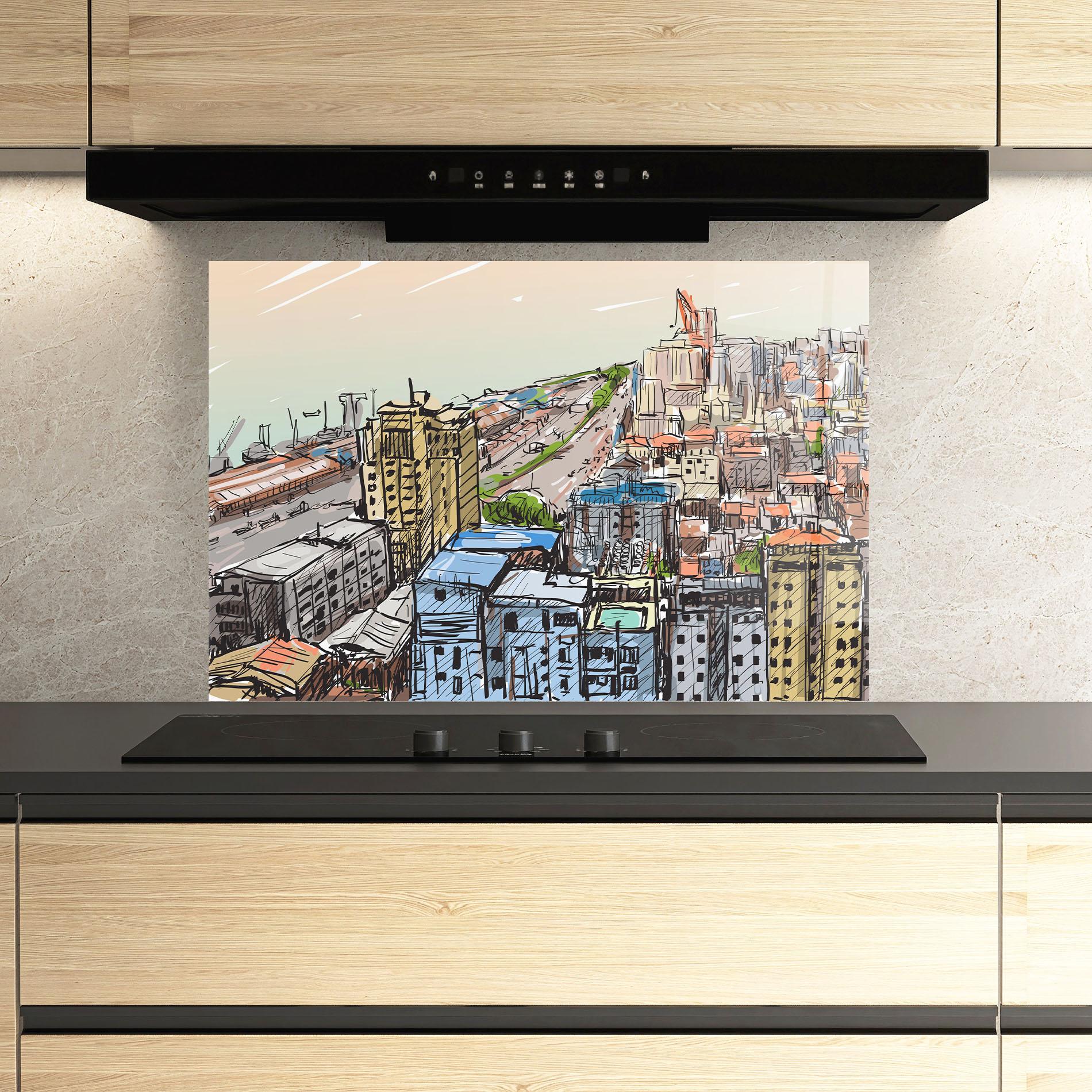 Panou Sticla Bucatarie Big African City mockup 3